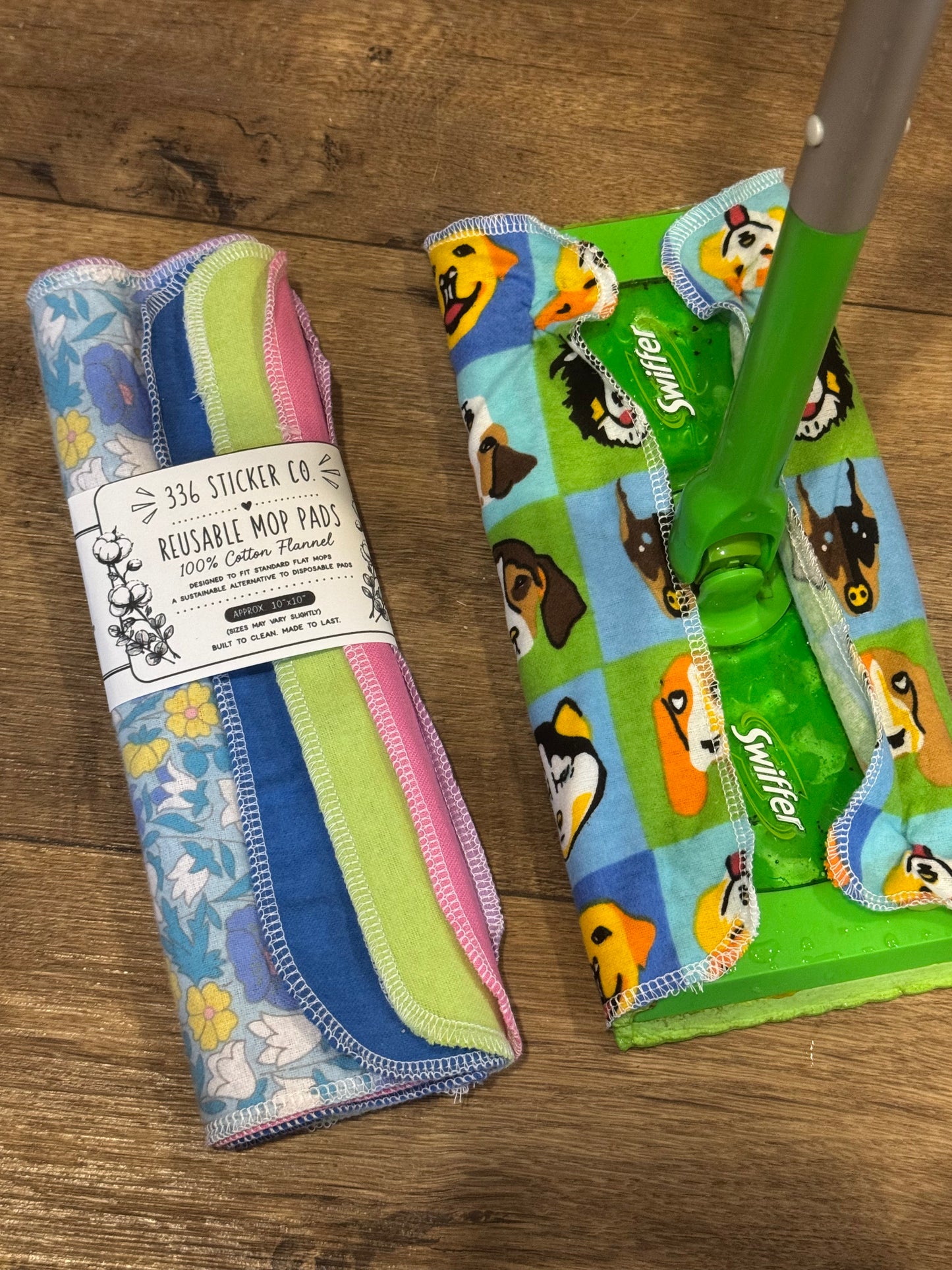 Flowers ~ Reusable Mop Pads | 100% Cotton Flannel | Washable & Eco-Friendly | Set of 5 | Fits Swiffer-Style Mops