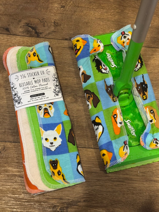 Chevron ~ Reusable Mop Pads | 100% Cotton Flannel | Washable & Eco-Friendly | Set of 5 | Fits Swiffer-Style Mops