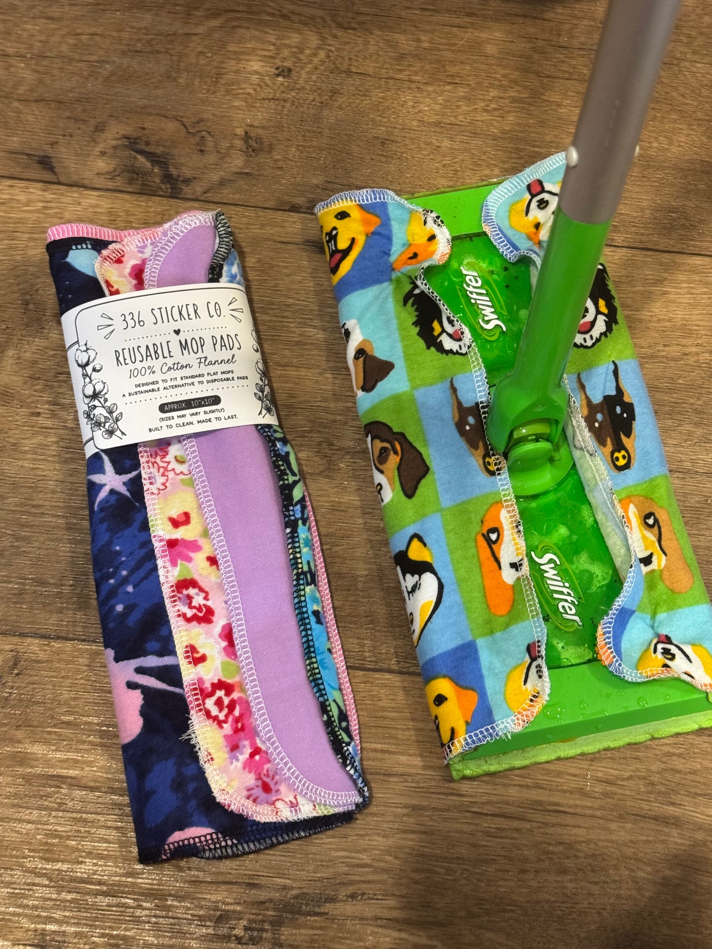 Mermaid ~ Reusable Mop Pads | 100% Cotton Flannel | Washable & Eco-Friendly | Set of 5 | Fits Swiffer-Style Mops