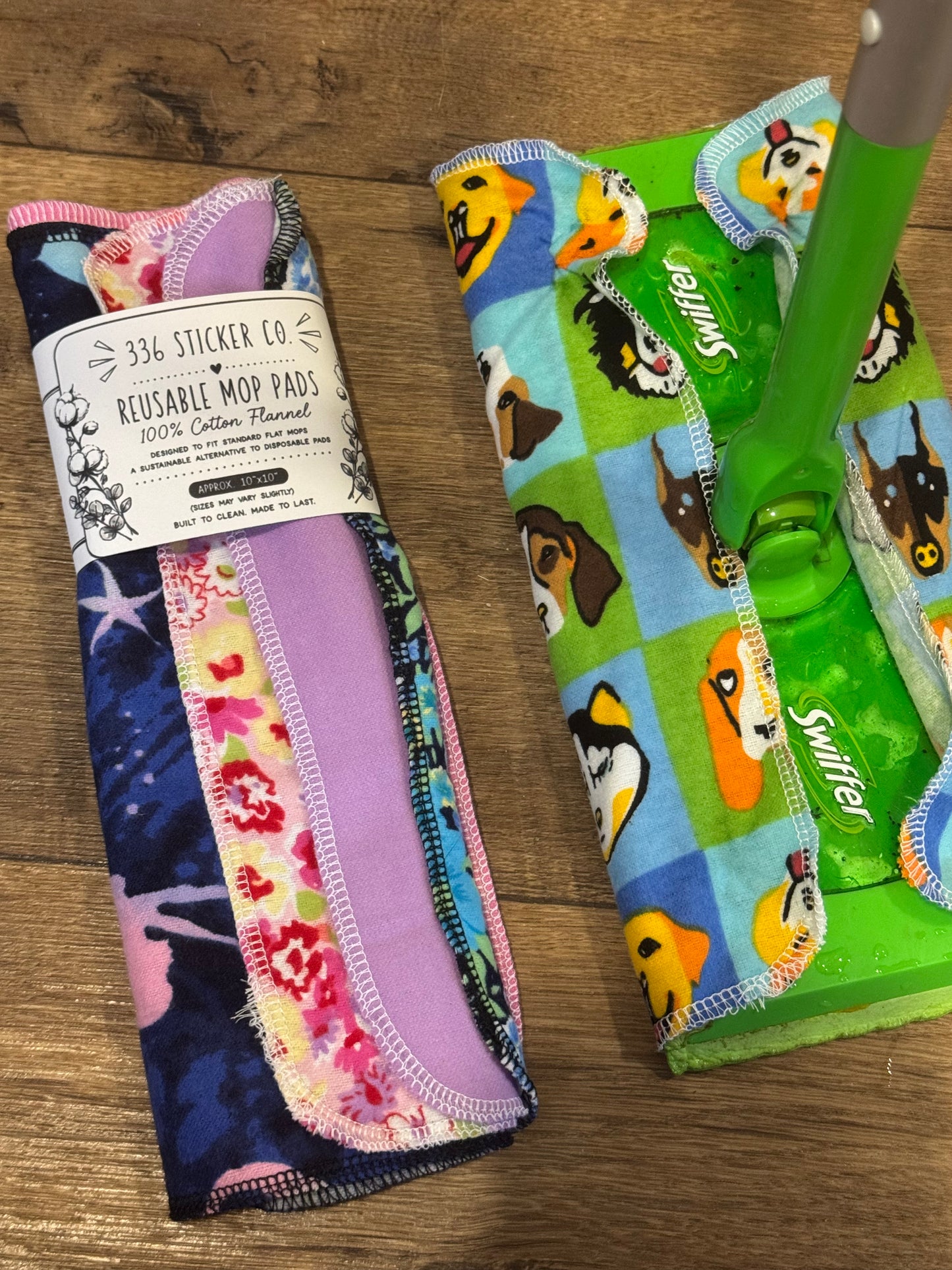 Mermaid ~ Reusable Mop Pads | 100% Cotton Flannel | Washable & Eco-Friendly | Set of 5 | Fits Swiffer-Style Mops