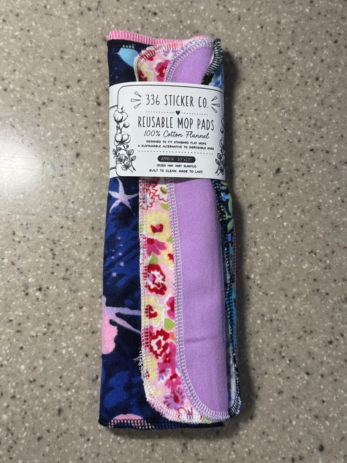 Mermaid ~ Reusable Mop Pads | 100% Cotton Flannel | Washable & Eco-Friendly | Set of 5 | Fits Swiffer-Style Mops