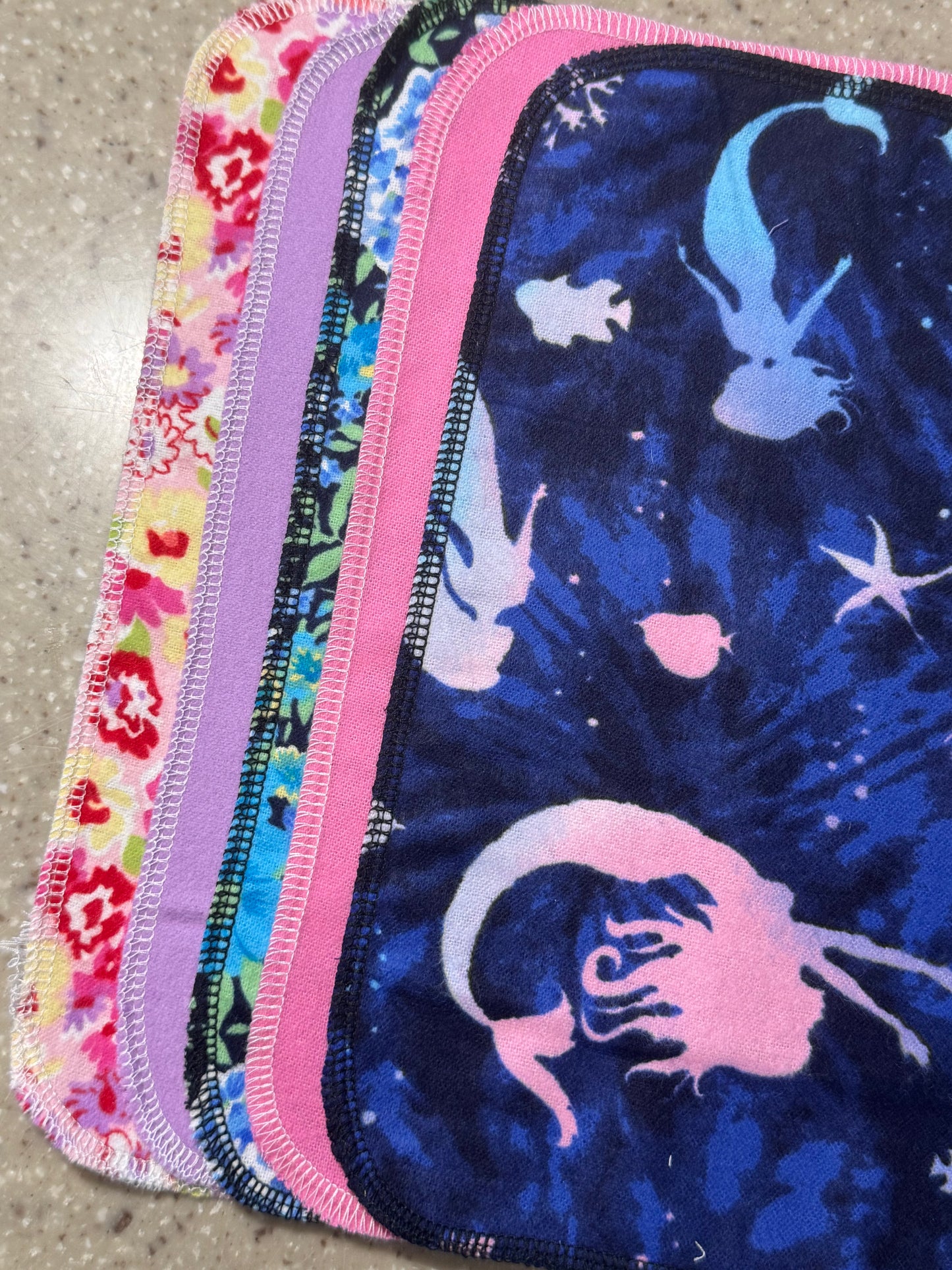 Mermaid ~ Reusable Mop Pads | 100% Cotton Flannel | Washable & Eco-Friendly | Set of 5 | Fits Swiffer-Style Mops