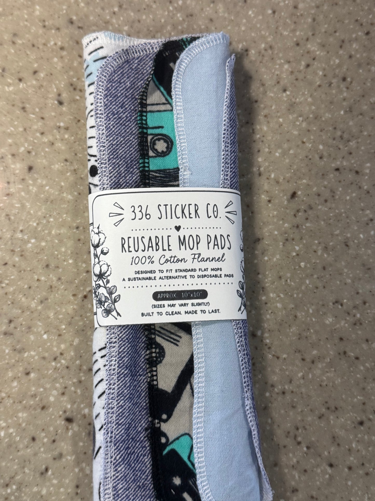 Cassette Tape ~ Reusable Mop Pads | 100% Cotton Flannel | Washable & Eco-Friendly | Set of 5 | Fits Swiffer-Style Mops