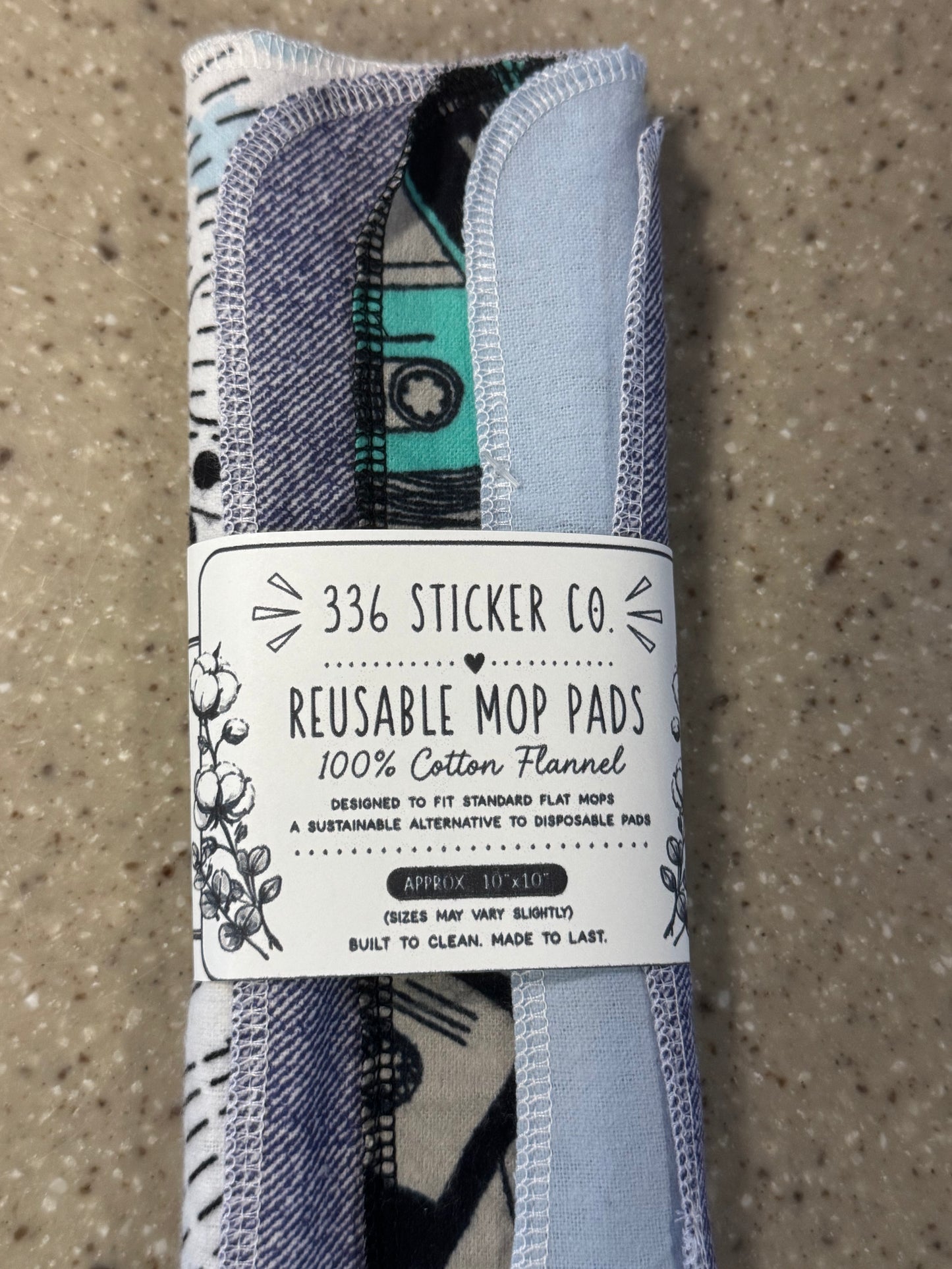 Cassette Tape ~ Reusable Mop Pads | 100% Cotton Flannel | Washable & Eco-Friendly | Set of 5 | Fits Swiffer-Style Mops