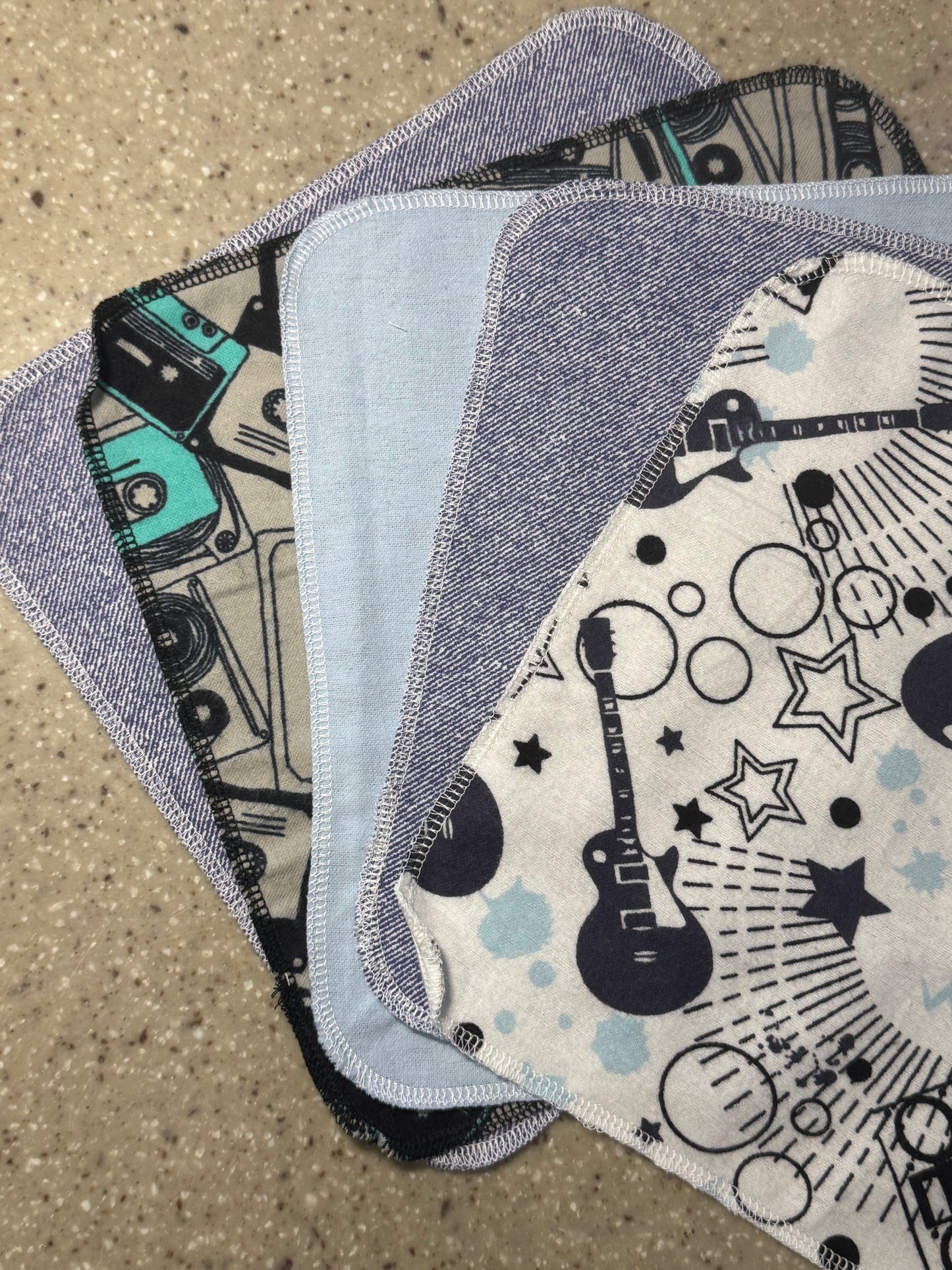 Cassette Tape ~ Reusable Mop Pads | 100% Cotton Flannel | Washable & Eco-Friendly | Set of 5 | Fits Swiffer-Style Mops