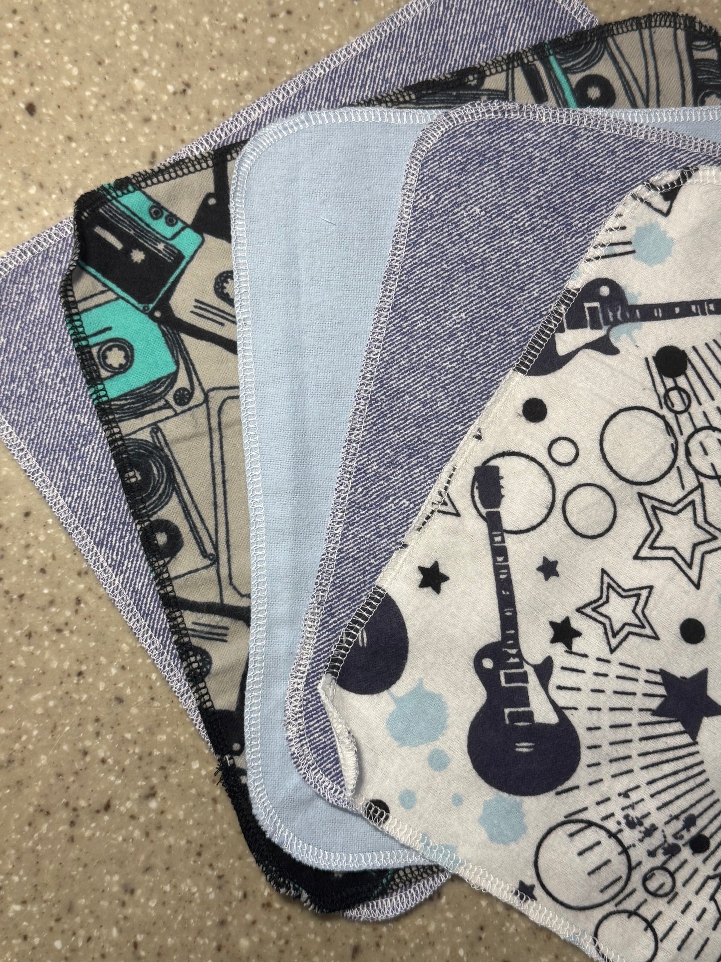 Cassette Tape ~ Reusable Mop Pads | 100% Cotton Flannel | Washable & Eco-Friendly | Set of 5 | Fits Swiffer-Style Mops