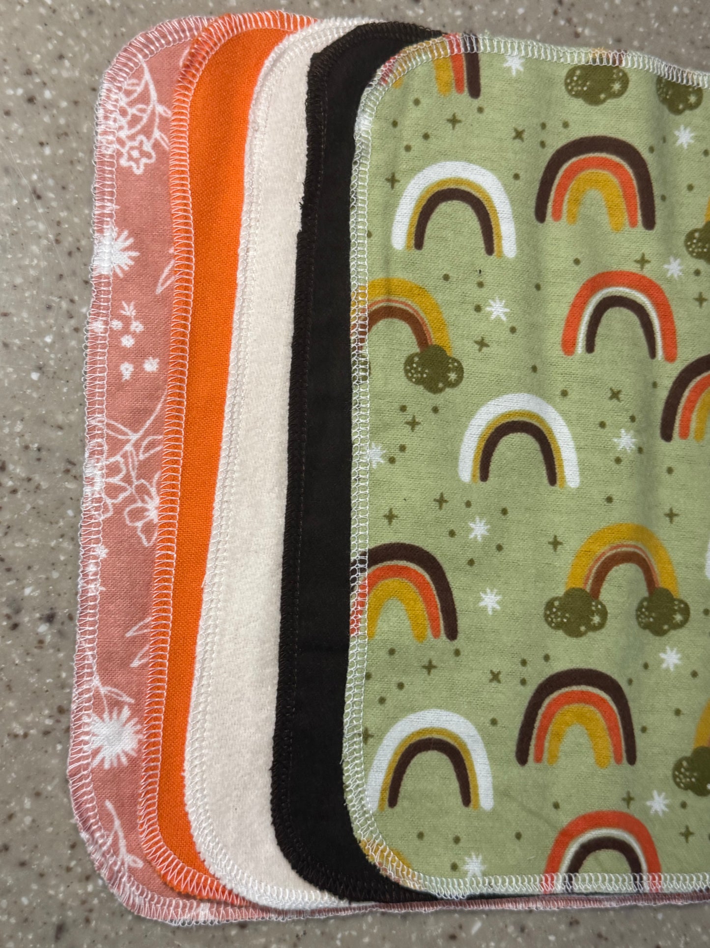 Rainbow ~ Reusable Mop Pads | 100% Cotton Flannel | Washable & Eco-Friendly | Set of 5 | Fits Swiffer-Style Mops