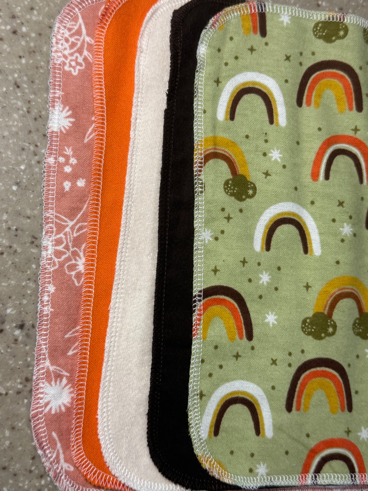 Rainbow ~ Reusable Mop Pads | 100% Cotton Flannel | Washable & Eco-Friendly | Set of 5 | Fits Swiffer-Style Mops