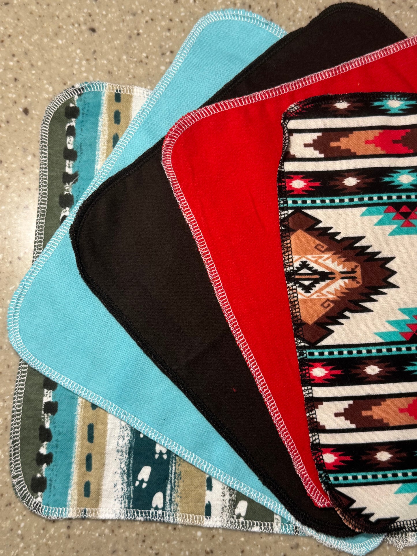 Southwestern Tribal ~ Reusable Mop Pads | 100% Cotton Flannel | Washable & Eco-Friendly | Set of 5 | Fits Swiffer-Style Mops