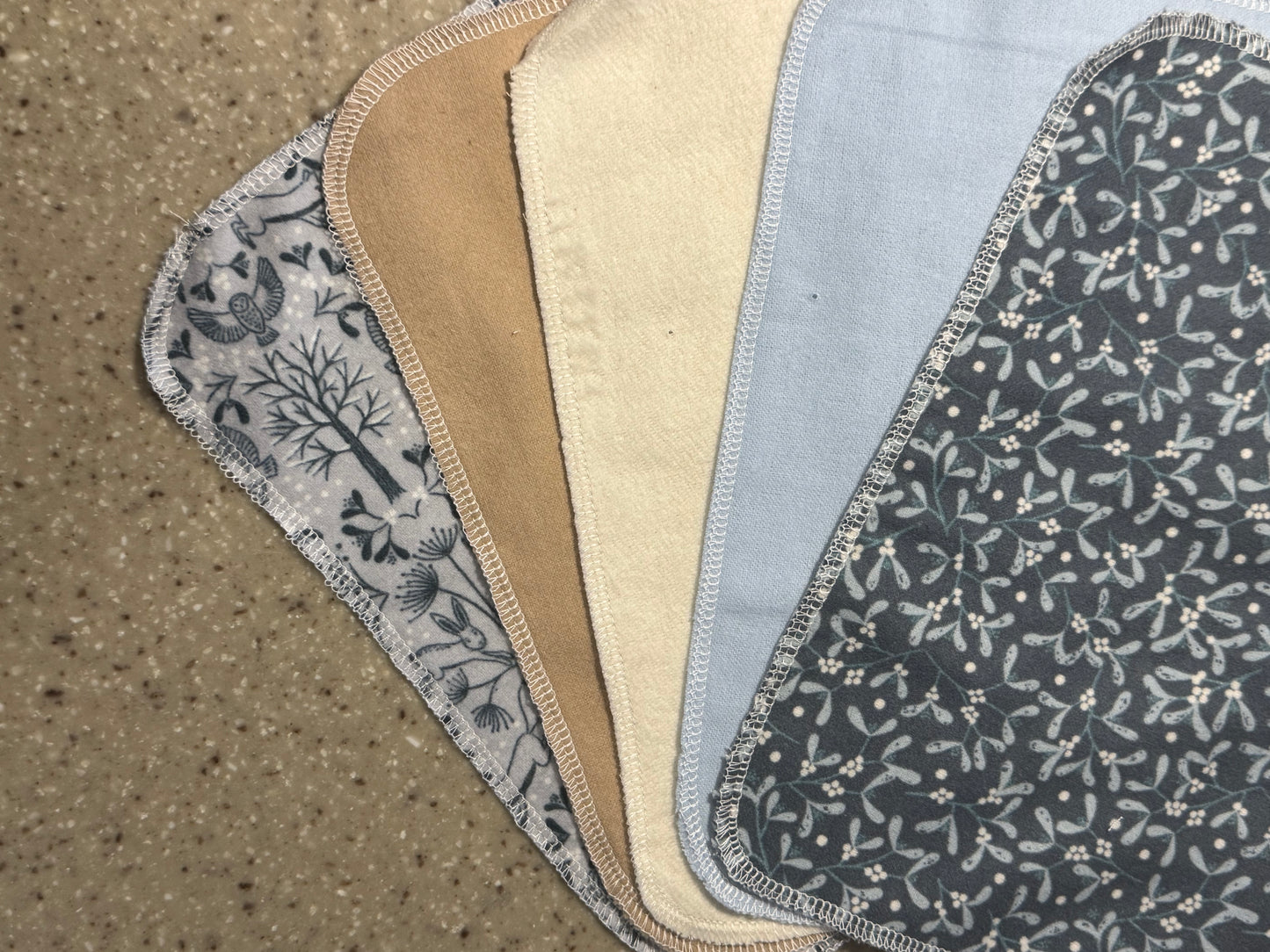Forest Dwellers ~ Reusable Mop Pads | 100% Cotton Flannel | Washable & Eco-Friendly | Set of 5 | Fits Swiffer-Style Mops