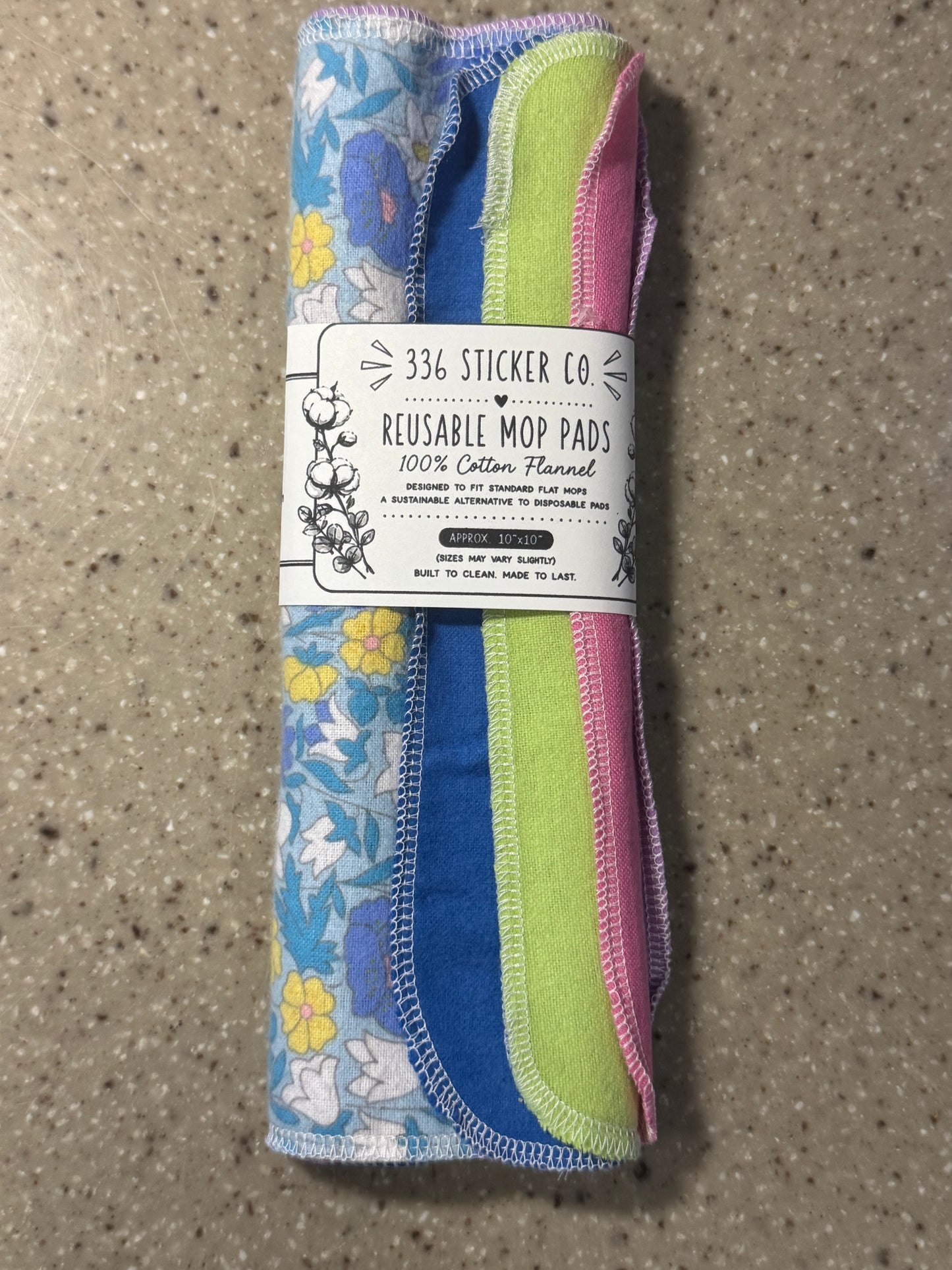 Flowers ~ Reusable Mop Pads | 100% Cotton Flannel | Washable & Eco-Friendly | Set of 5 | Fits Swiffer-Style Mops