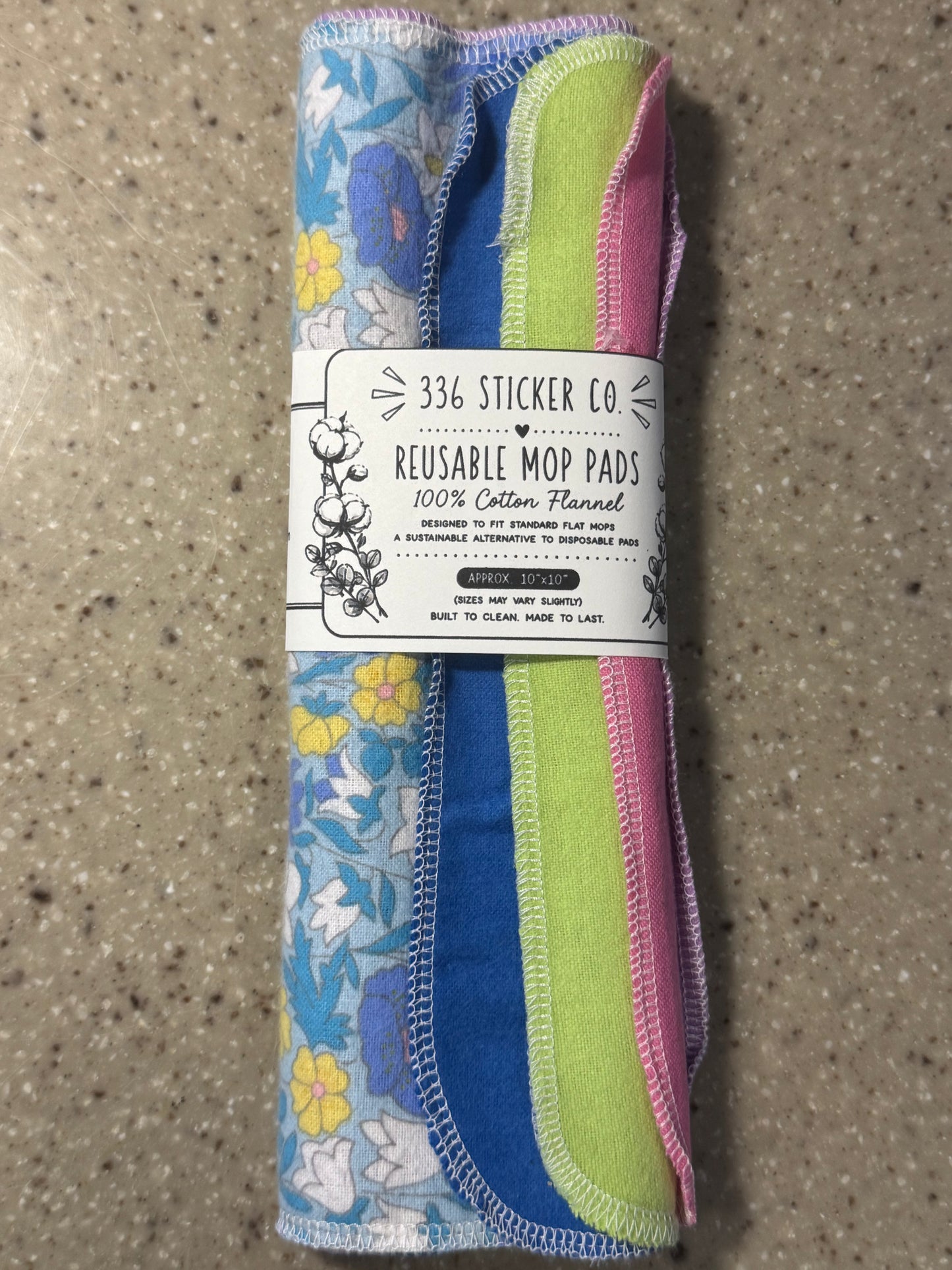 Flowers ~ Reusable Mop Pads | 100% Cotton Flannel | Washable & Eco-Friendly | Set of 5 | Fits Swiffer-Style Mops