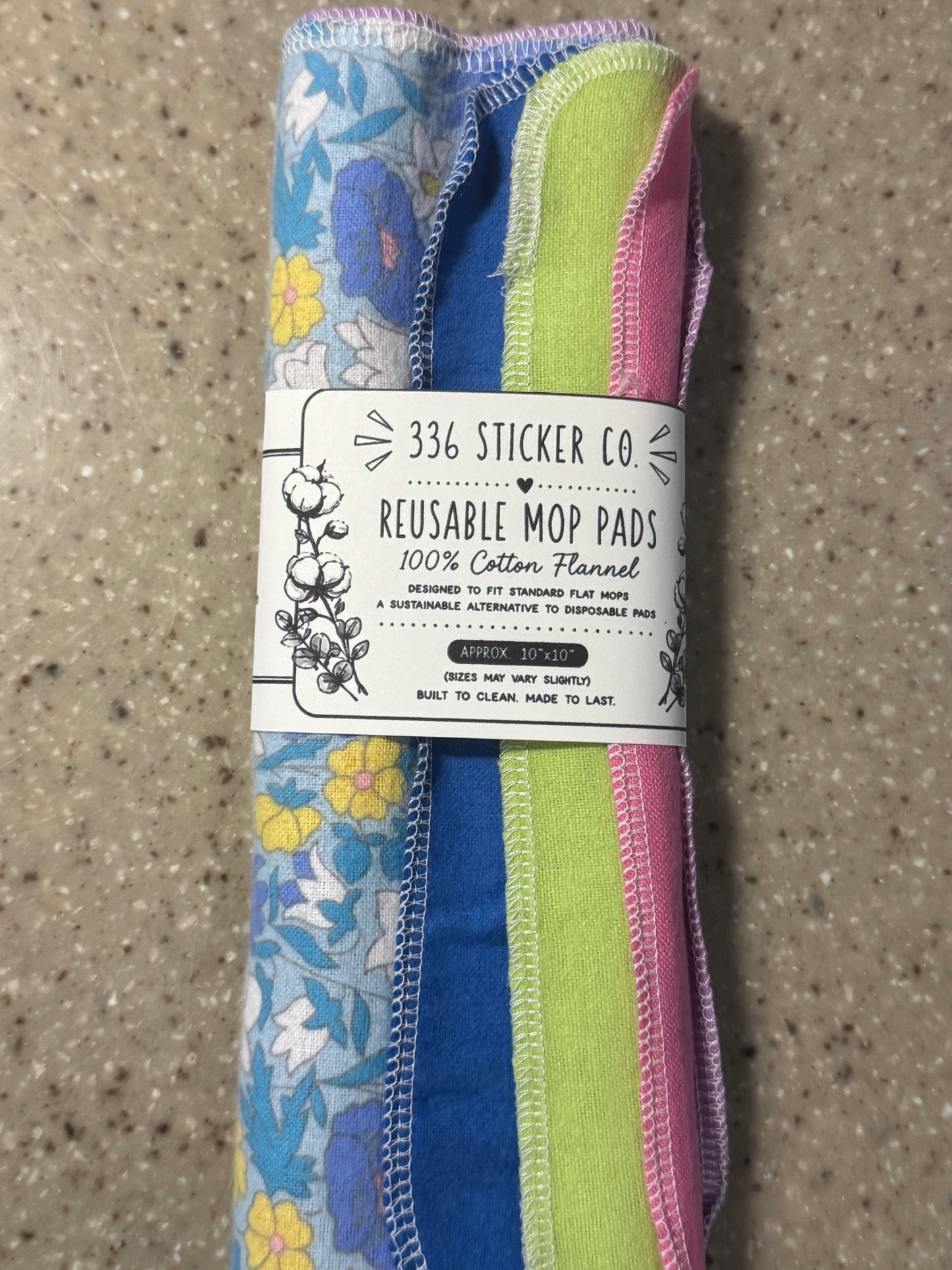 Flowers ~ Reusable Mop Pads | 100% Cotton Flannel | Washable & Eco-Friendly | Set of 5 | Fits Swiffer-Style Mops