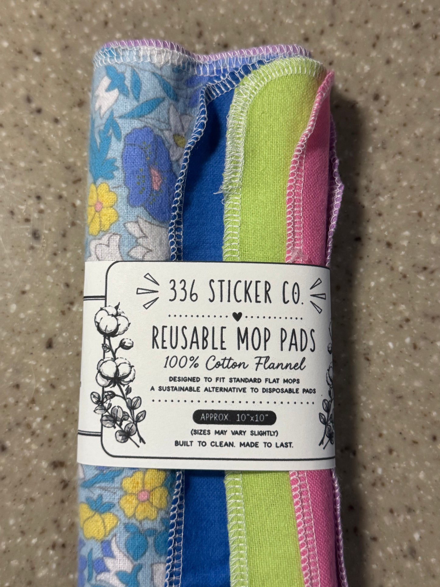 Flowers ~ Reusable Mop Pads | 100% Cotton Flannel | Washable & Eco-Friendly | Set of 5 | Fits Swiffer-Style Mops