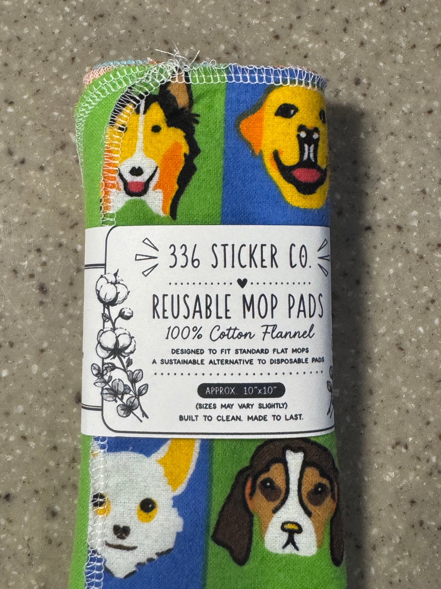 Dog Lover ~ Reusable Mop Pads | 100% Cotton Flannel | Washable & Eco-Friendly | Set of 5 | Fits Swiffer-Style Mops