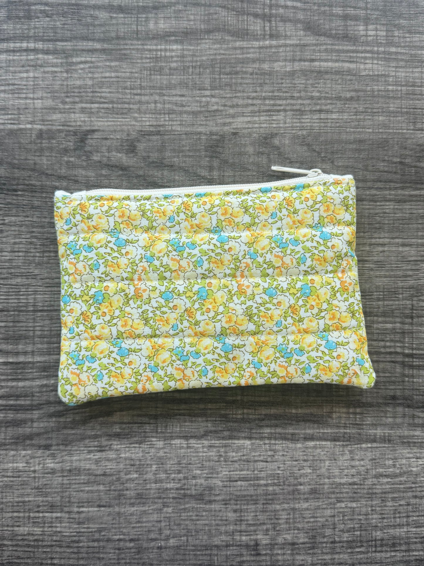 Yellow Flower ~ Quilted Zipper Wallet | Padded 100% Cotton Coin Purse | 6.5" x 4" Handmade Zipper Pouch