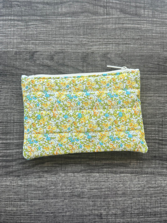 Yellow Flower ~ Quilted Zipper Wallet | Padded 100% Cotton Coin Purse | 6.5" x 4" Handmade Zipper Pouch