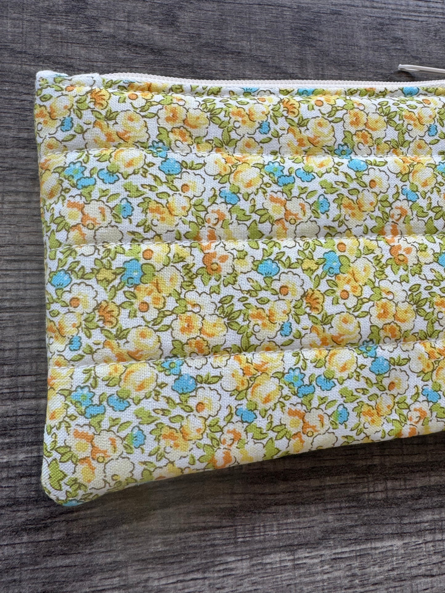 Yellow Flower ~ Quilted Zipper Wallet | Padded 100% Cotton Coin Purse | 6.5" x 4" Handmade Zipper Pouch
