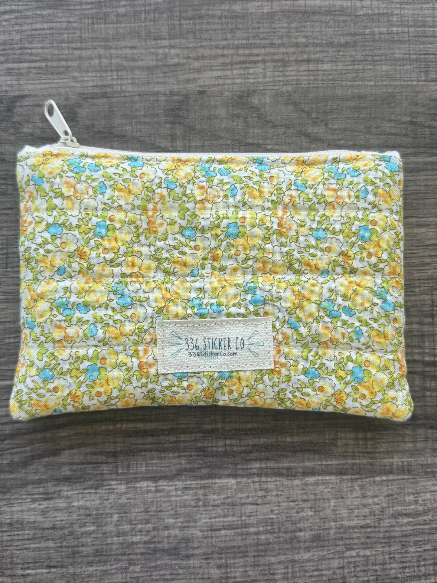 Yellow Flower ~ Quilted Zipper Wallet | Padded 100% Cotton Coin Purse | 6.5" x 4" Handmade Zipper Pouch