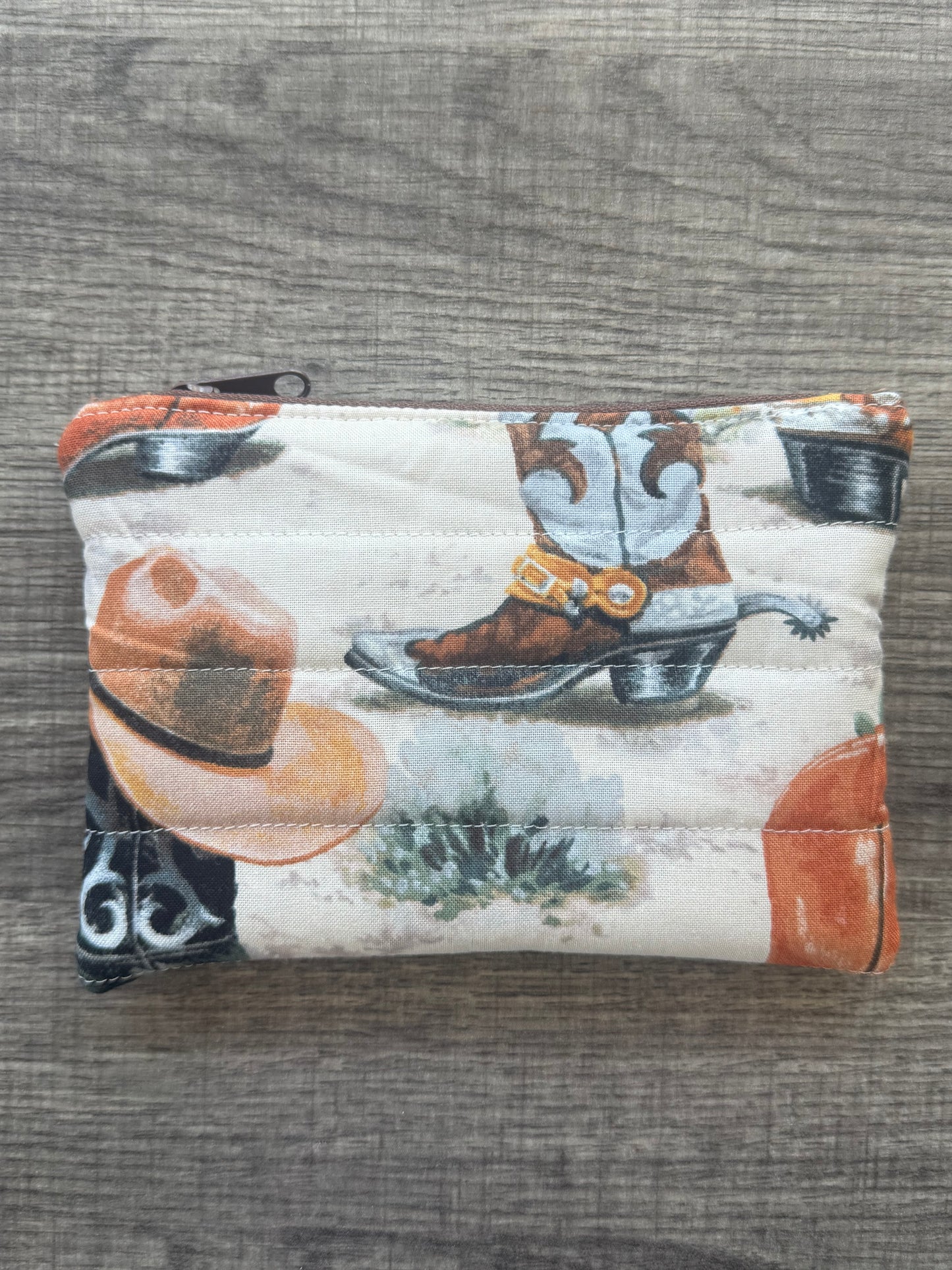 Cowboy ~ Quilted Zipper Wallet | Padded 100% Cotton Coin Purse | 6.5" x 4" Handmade Zipper Pouch