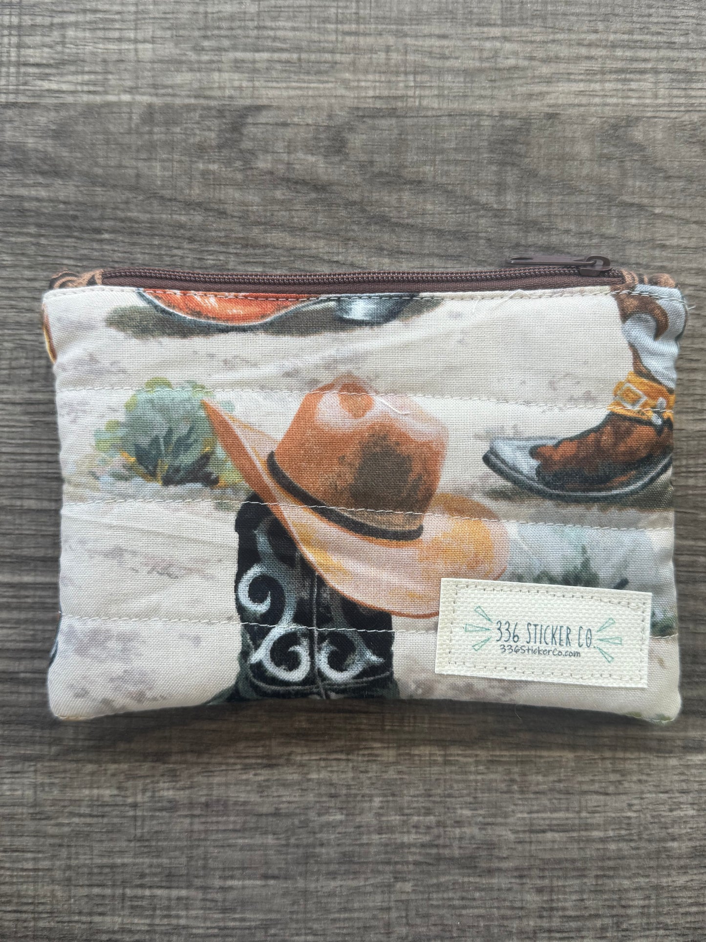 Cowboy ~ Quilted Zipper Wallet | Padded 100% Cotton Coin Purse | 6.5" x 4" Handmade Zipper Pouch