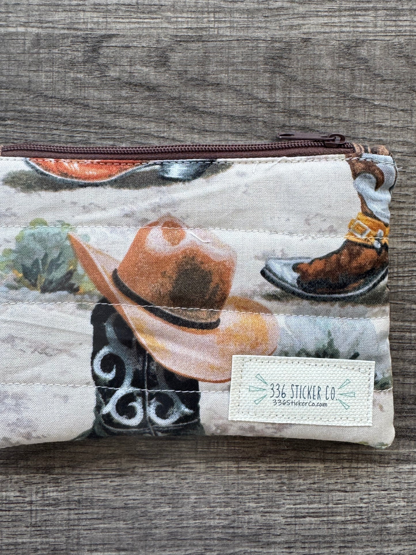 Cowboy ~ Quilted Zipper Wallet | Padded 100% Cotton Coin Purse | 6.5" x 4" Handmade Zipper Pouch
