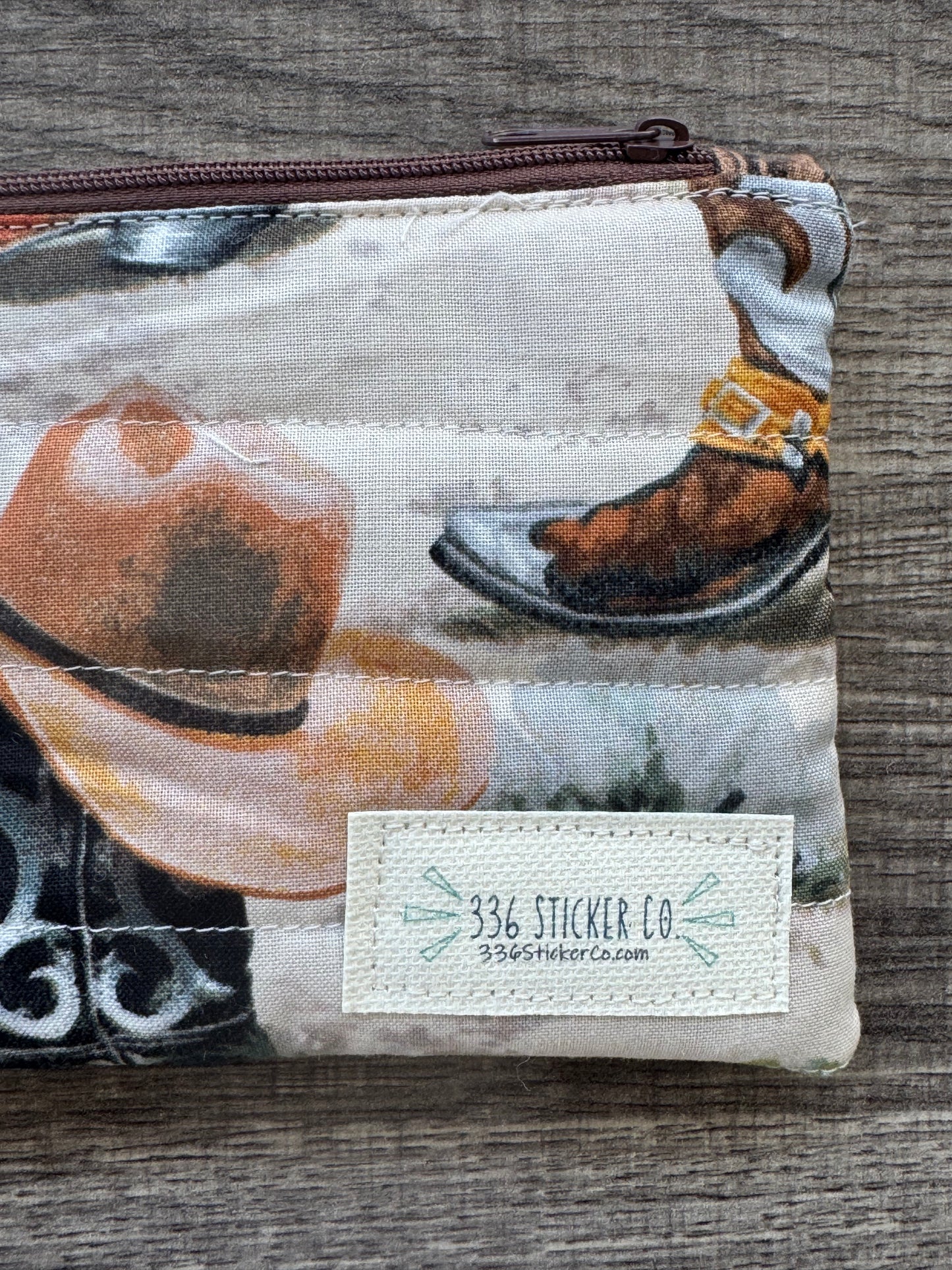 Cowboy ~ Quilted Zipper Wallet | Padded 100% Cotton Coin Purse | 6.5" x 4" Handmade Zipper Pouch