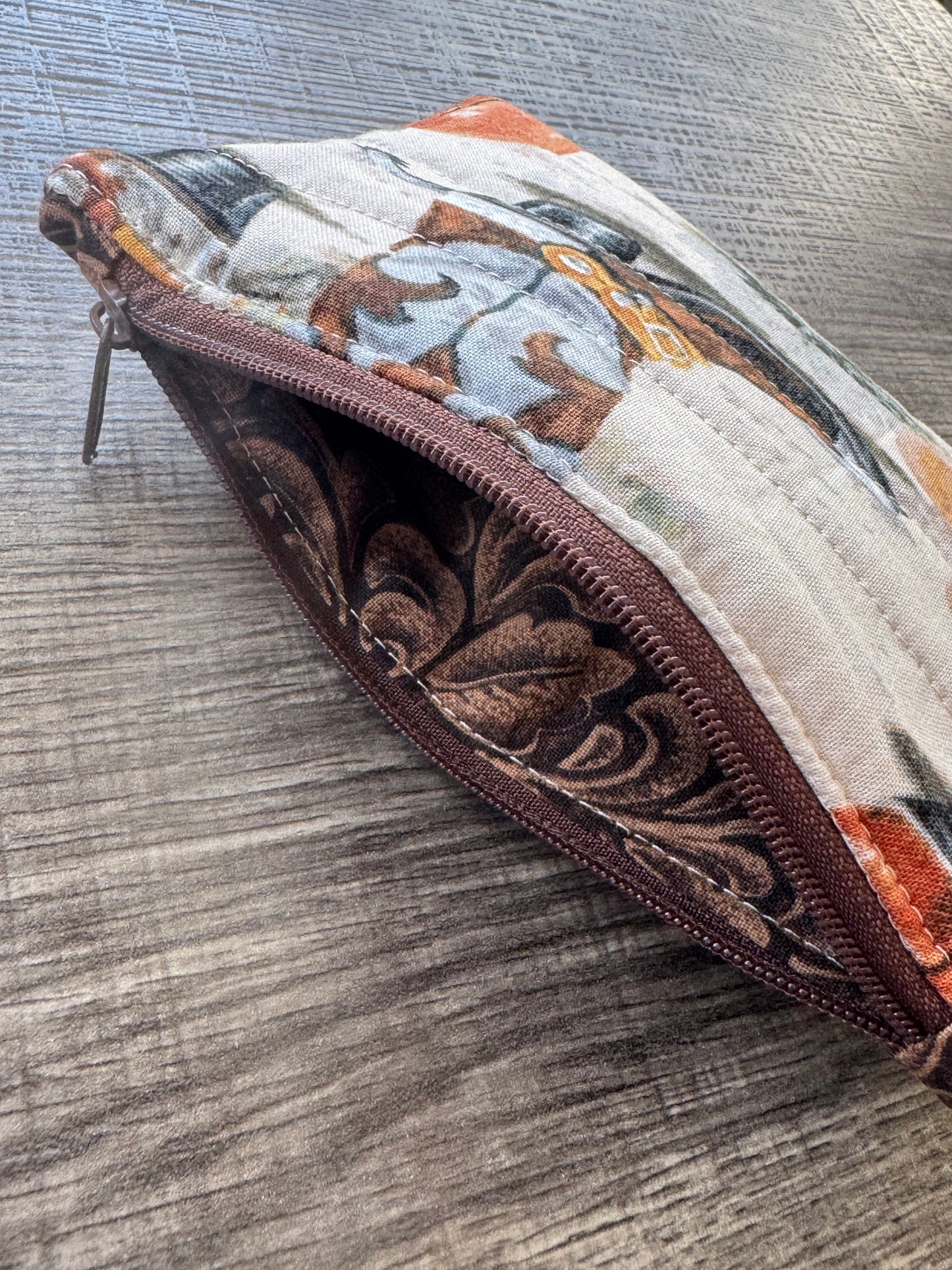 Cowboy ~ Quilted Zipper Wallet | Padded 100% Cotton Coin Purse | 6.5" x 4" Handmade Zipper Pouch