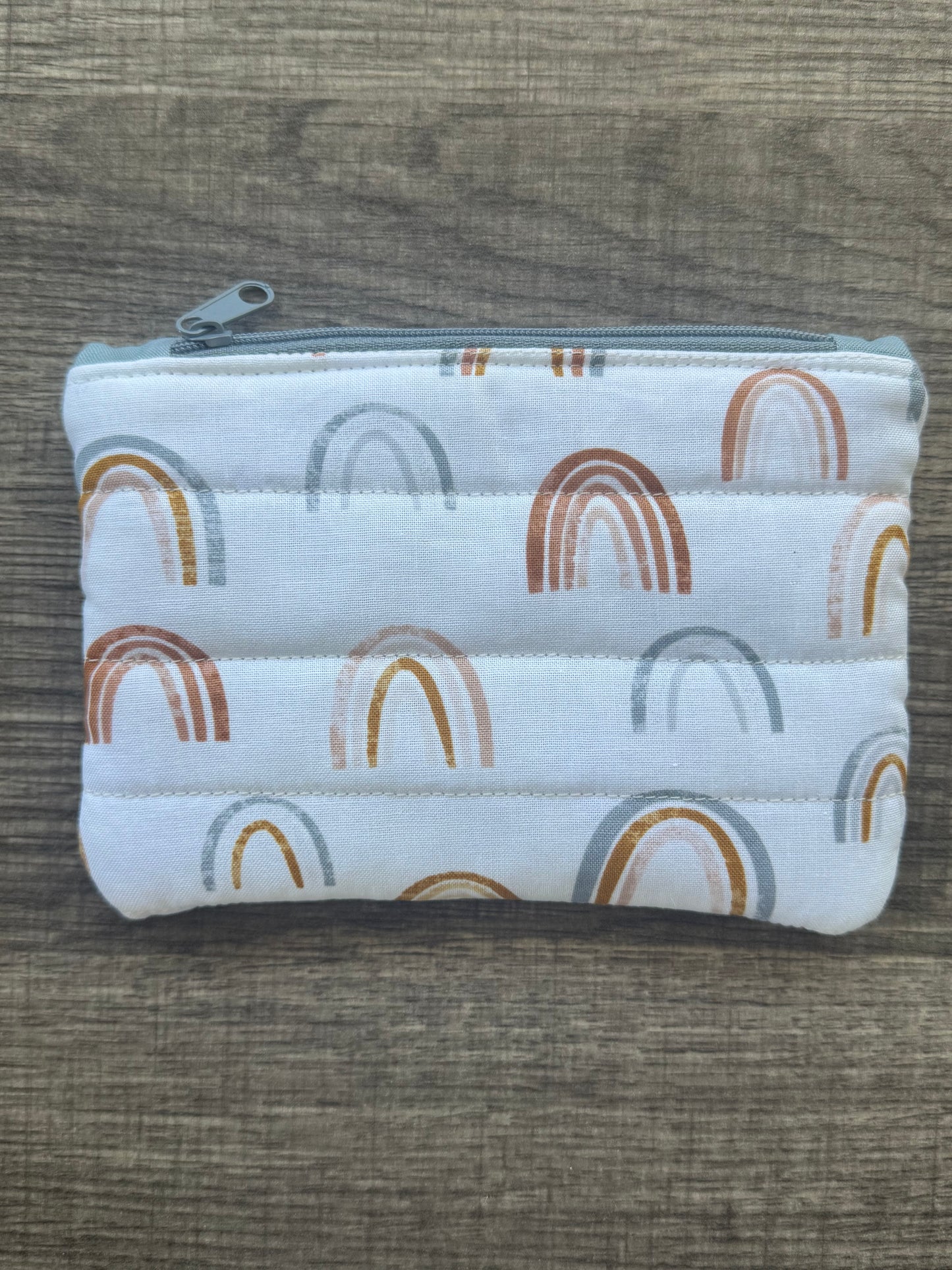 Rainbow ~ Quilted Zipper Wallet | Padded 100% Cotton Coin Purse | 6.5" x 4" Handmade Zipper Pouch