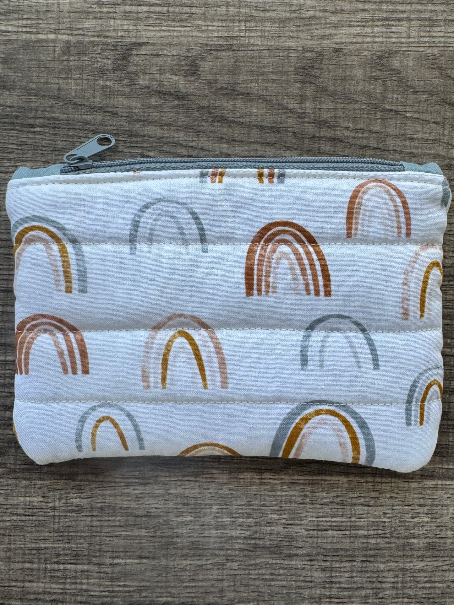 Rainbow ~ Quilted Zipper Wallet | Padded 100% Cotton Coin Purse | 6.5" x 4" Handmade Zipper Pouch