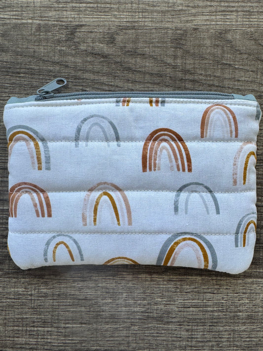 Rainbow ~ Quilted Zipper Wallet | Padded 100% Cotton Coin Purse | 6.5" x 4" Handmade Zipper Pouch