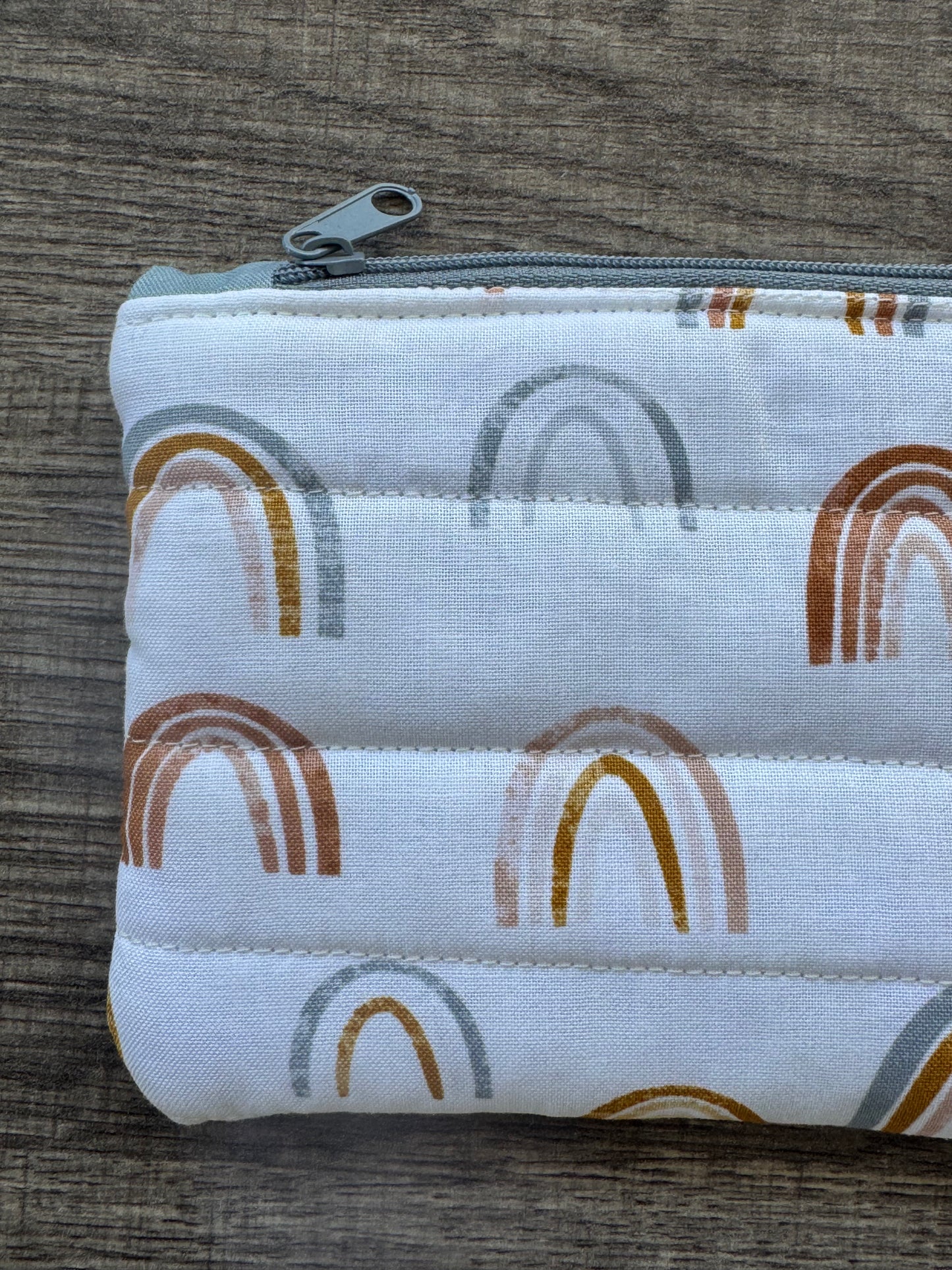 Rainbow ~ Quilted Zipper Wallet | Padded 100% Cotton Coin Purse | 6.5" x 4" Handmade Zipper Pouch