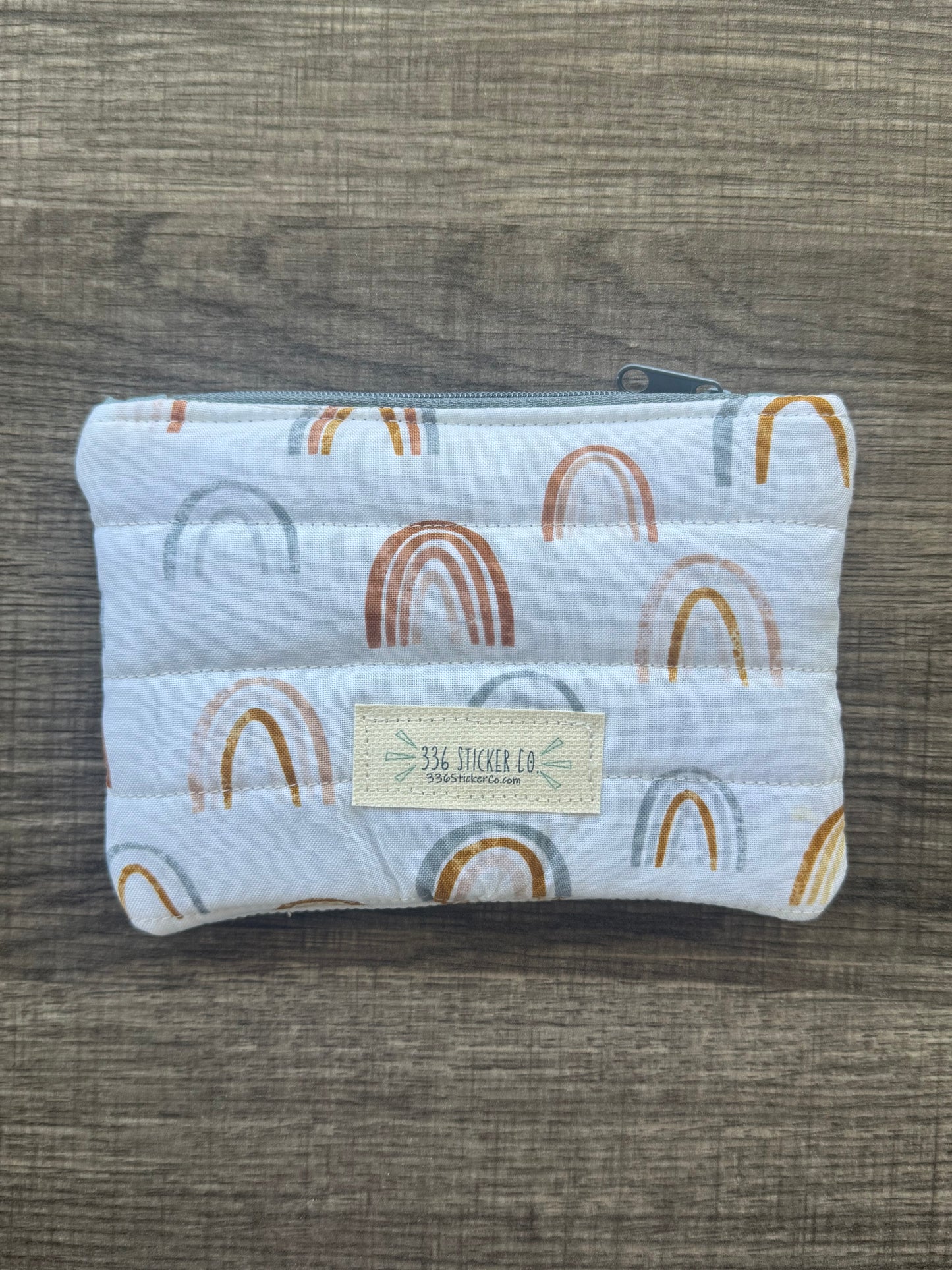 Rainbow ~ Quilted Zipper Wallet | Padded 100% Cotton Coin Purse | 6.5" x 4" Handmade Zipper Pouch