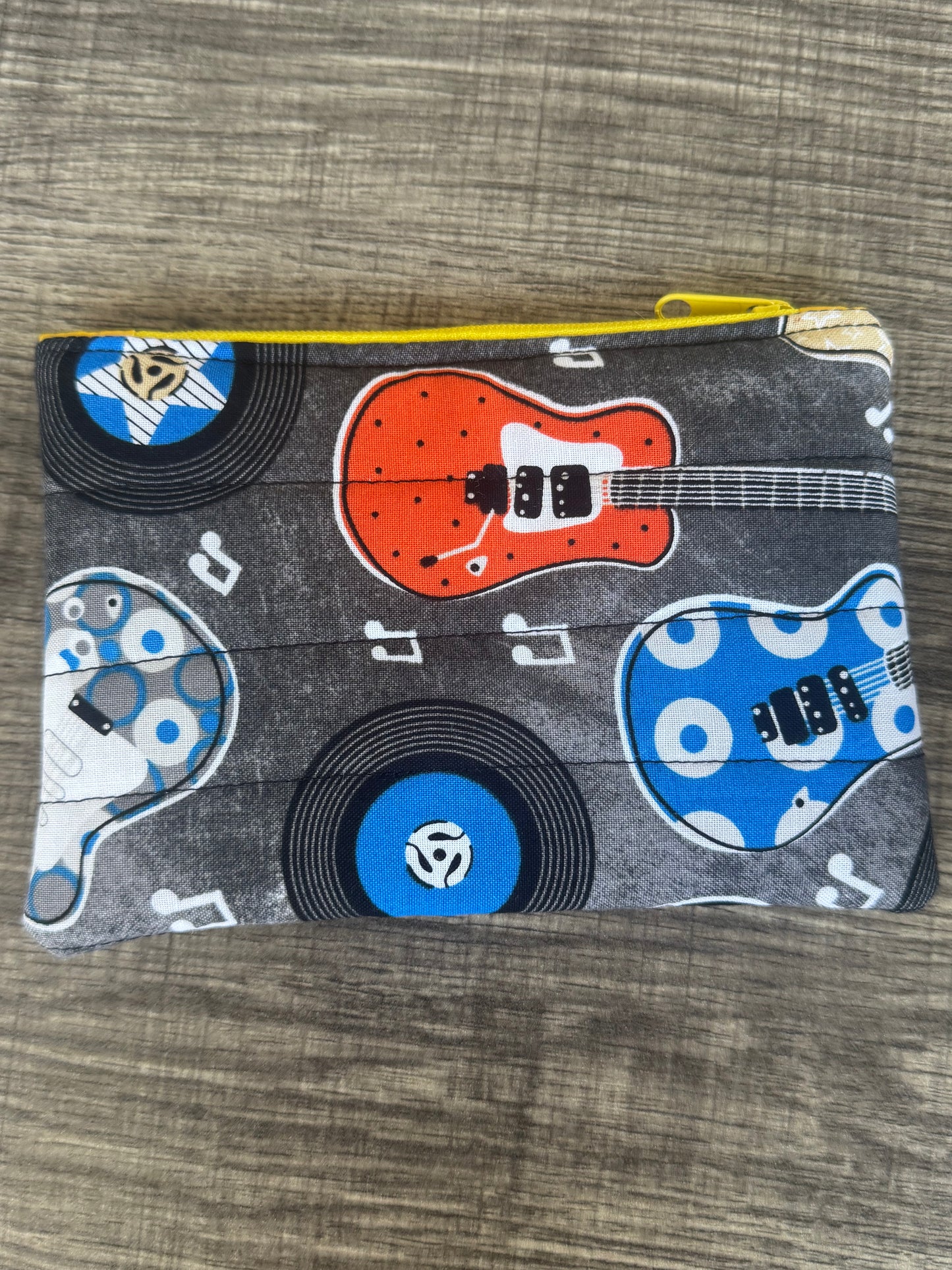 Rock-N-Roll ~ Quilted Zipper Wallet | Padded 100% Cotton Coin Purse | 6.5" x 4" Handmade Zipper Pouch