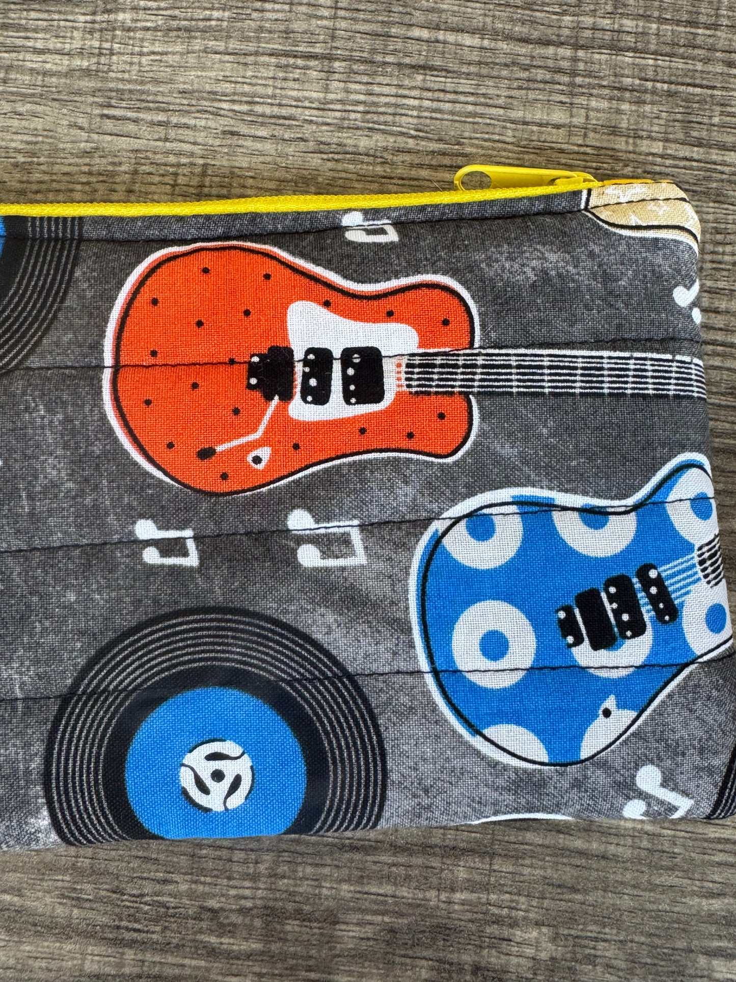 Rock-N-Roll ~ Quilted Zipper Wallet | Padded 100% Cotton Coin Purse | 6.5" x 4" Handmade Zipper Pouch