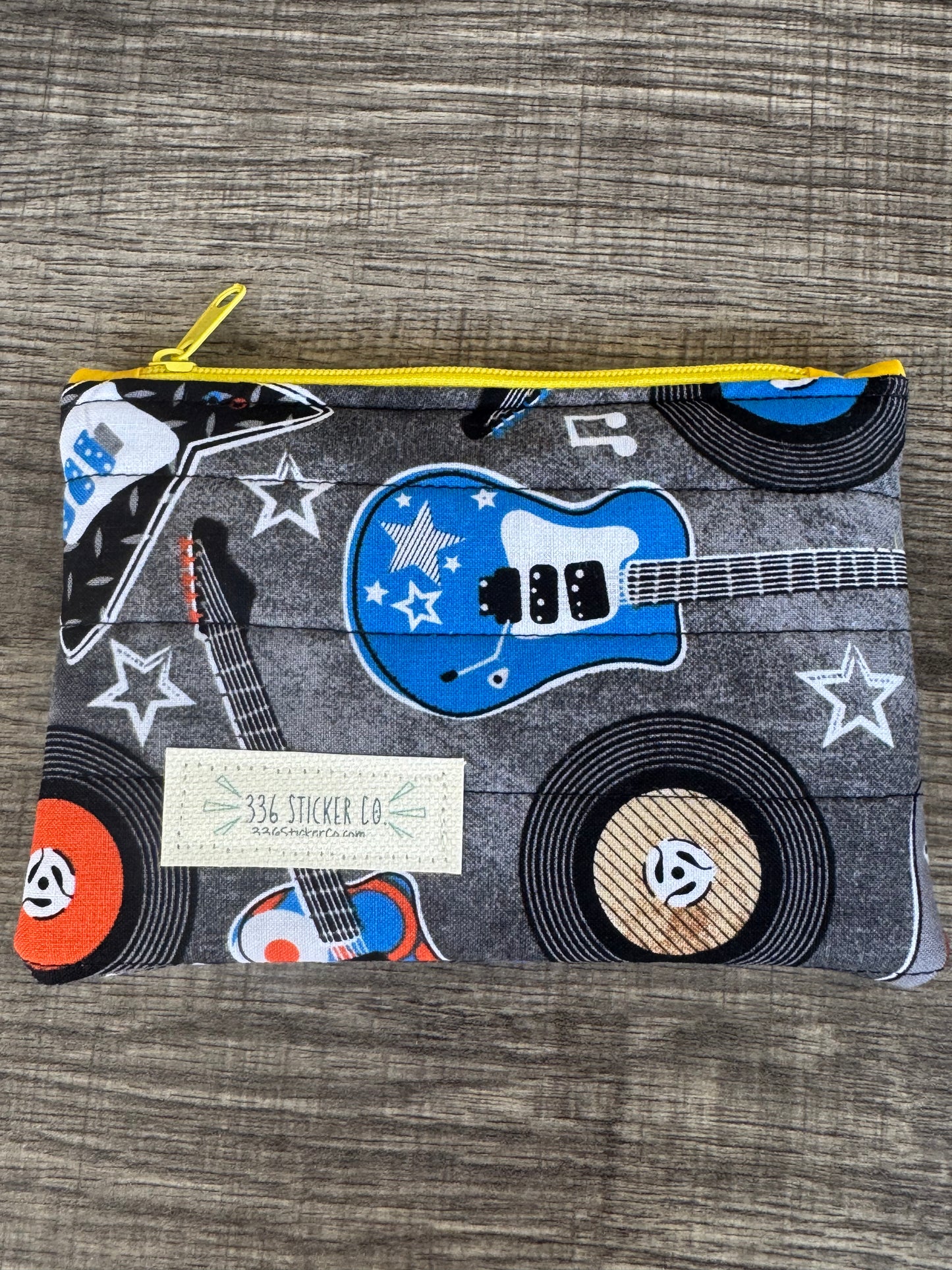 Rock-N-Roll ~ Quilted Zipper Wallet | Padded 100% Cotton Coin Purse | 6.5" x 4" Handmade Zipper Pouch