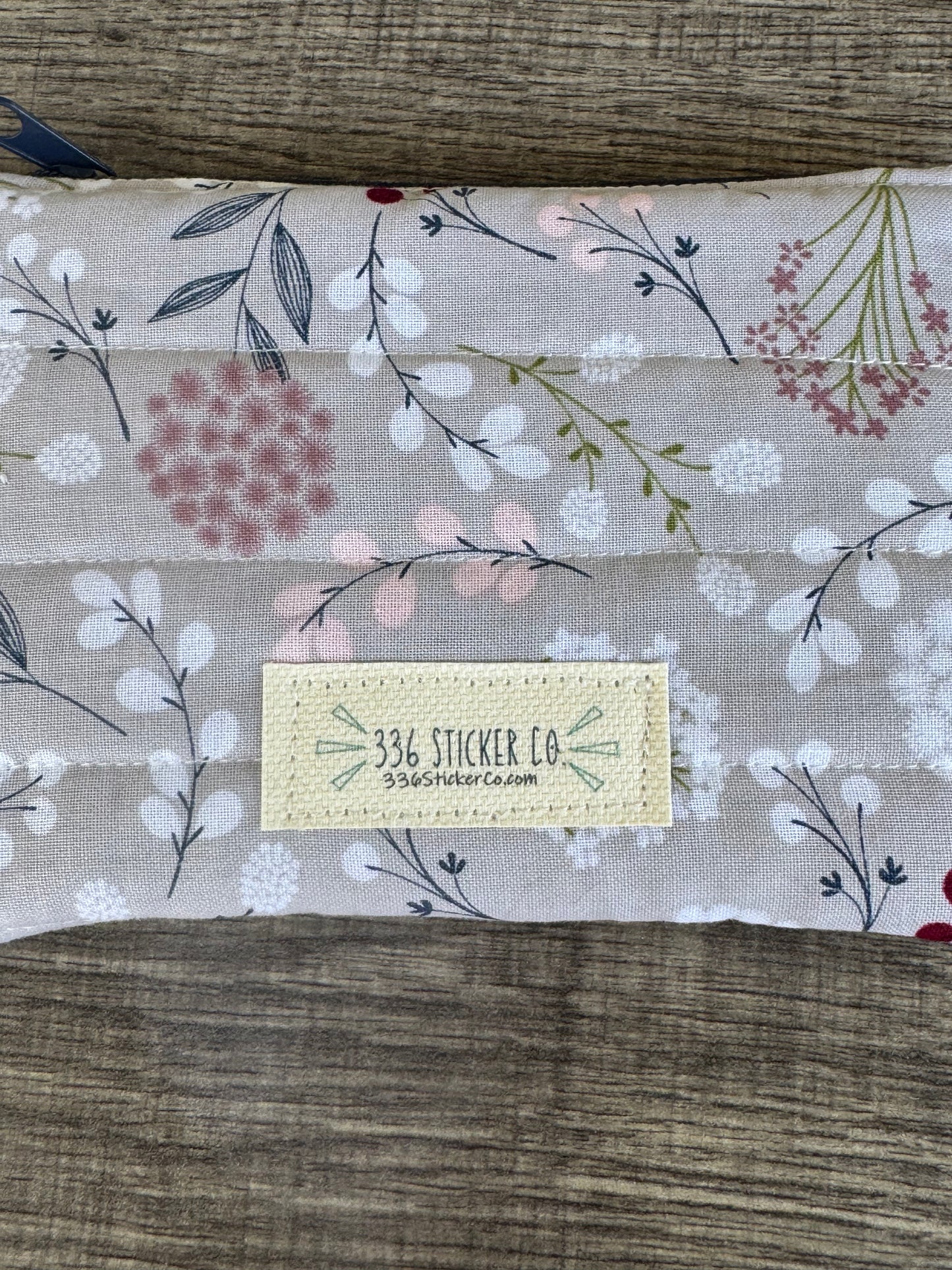 Grey Flower ~ Quilted Zipper Wallet | Padded 100% Cotton Coin Purse | 6.5" x 4" Handmade Zipper Pouch