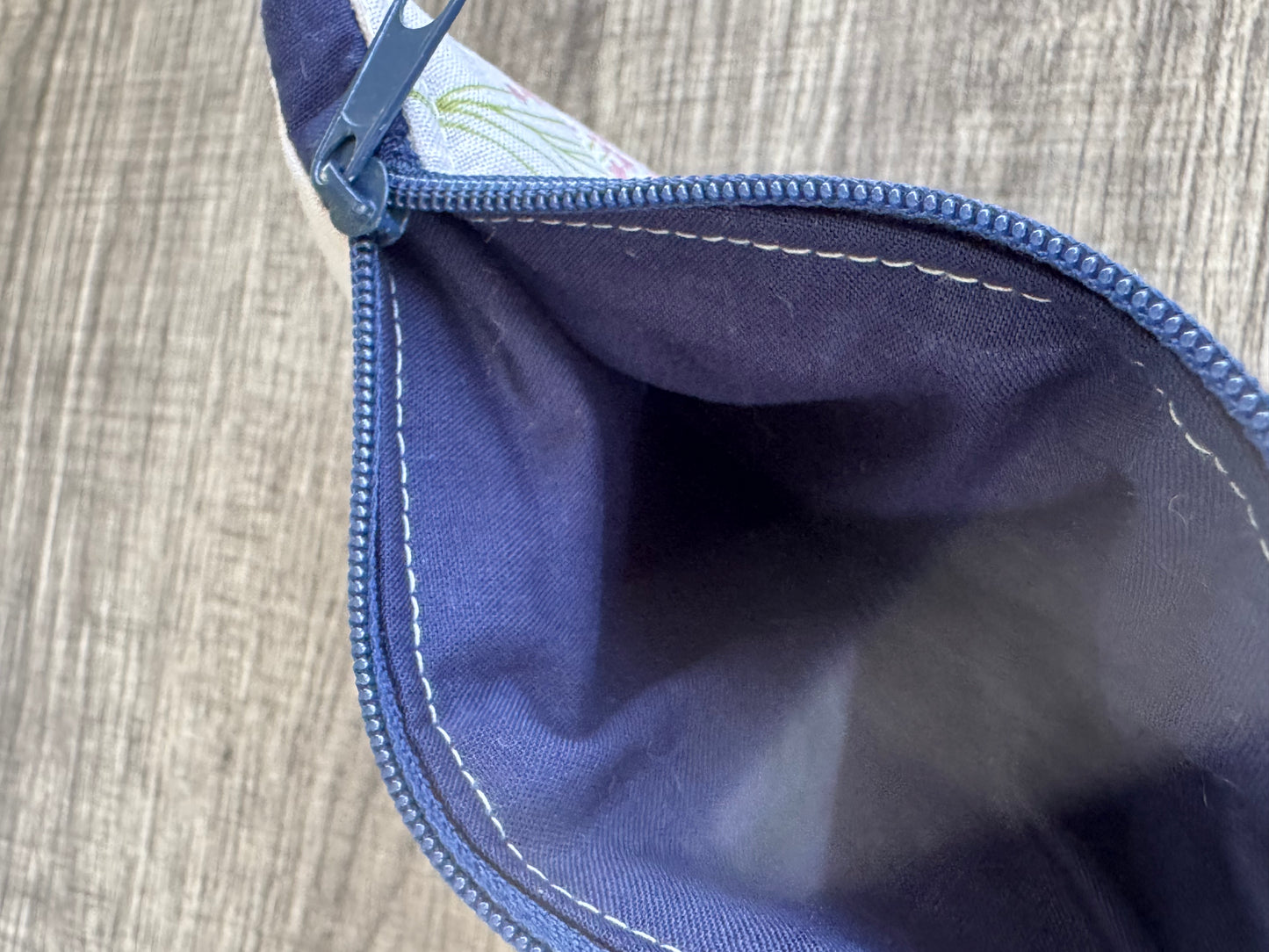 Grey Flower ~ Quilted Zipper Wallet | Padded 100% Cotton Coin Purse | 6.5" x 4" Handmade Zipper Pouch