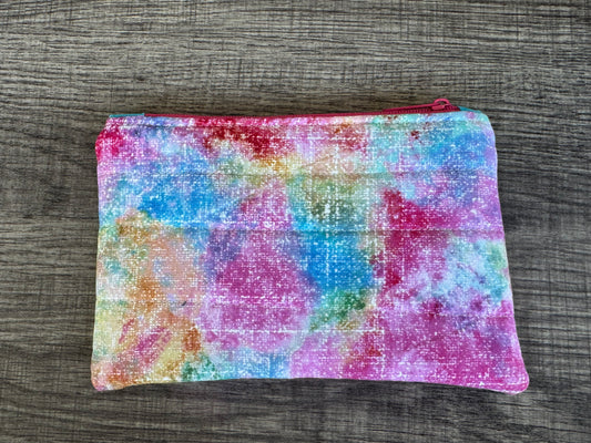 Pink Abstract ~ Quilted Zipper Wallet | Padded 100% Cotton Coin Purse | 6.5" x 4" Handmade Zipper Pouch