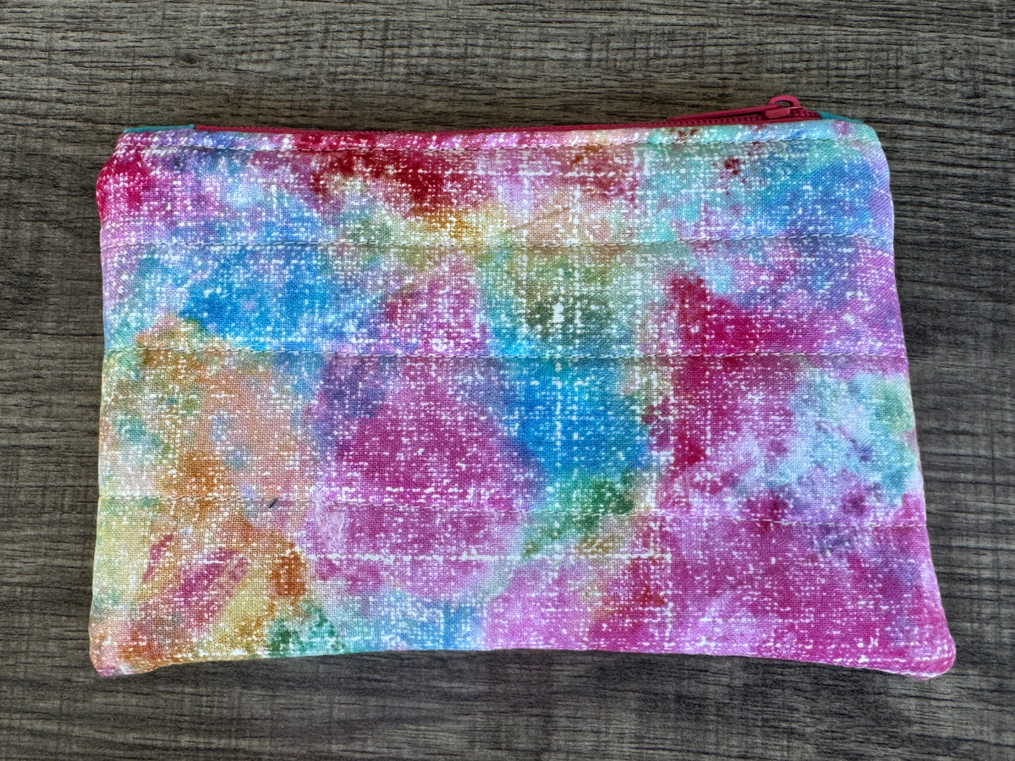 Pink Abstract ~ Quilted Zipper Wallet | Padded 100% Cotton Coin Purse | 6.5" x 4" Handmade Zipper Pouch