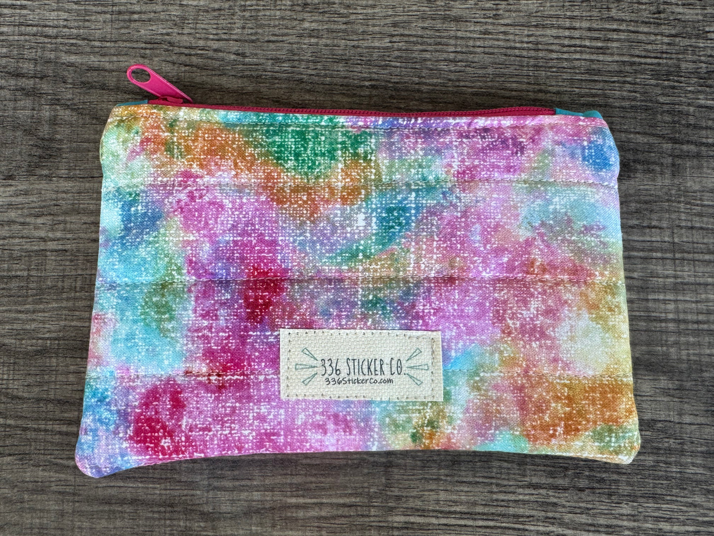 Pink Abstract ~ Quilted Zipper Wallet | Padded 100% Cotton Coin Purse | 6.5" x 4" Handmade Zipper Pouch