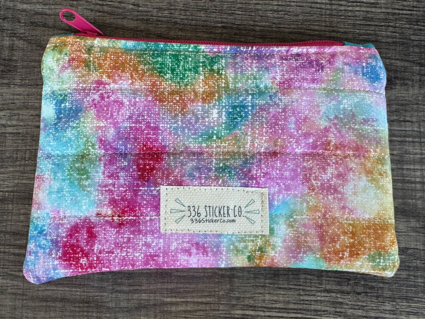 Pink Abstract ~ Quilted Zipper Wallet | Padded 100% Cotton Coin Purse | 6.5" x 4" Handmade Zipper Pouch