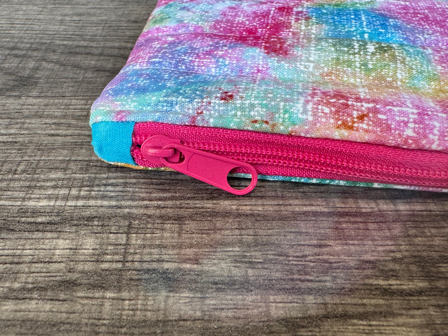 Pink Abstract ~ Quilted Zipper Wallet | Padded 100% Cotton Coin Purse | 6.5" x 4" Handmade Zipper Pouch