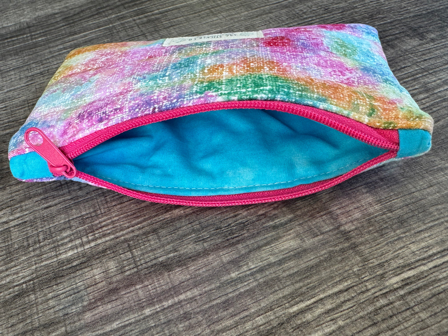 Pink Abstract ~ Quilted Zipper Wallet | Padded 100% Cotton Coin Purse | 6.5" x 4" Handmade Zipper Pouch