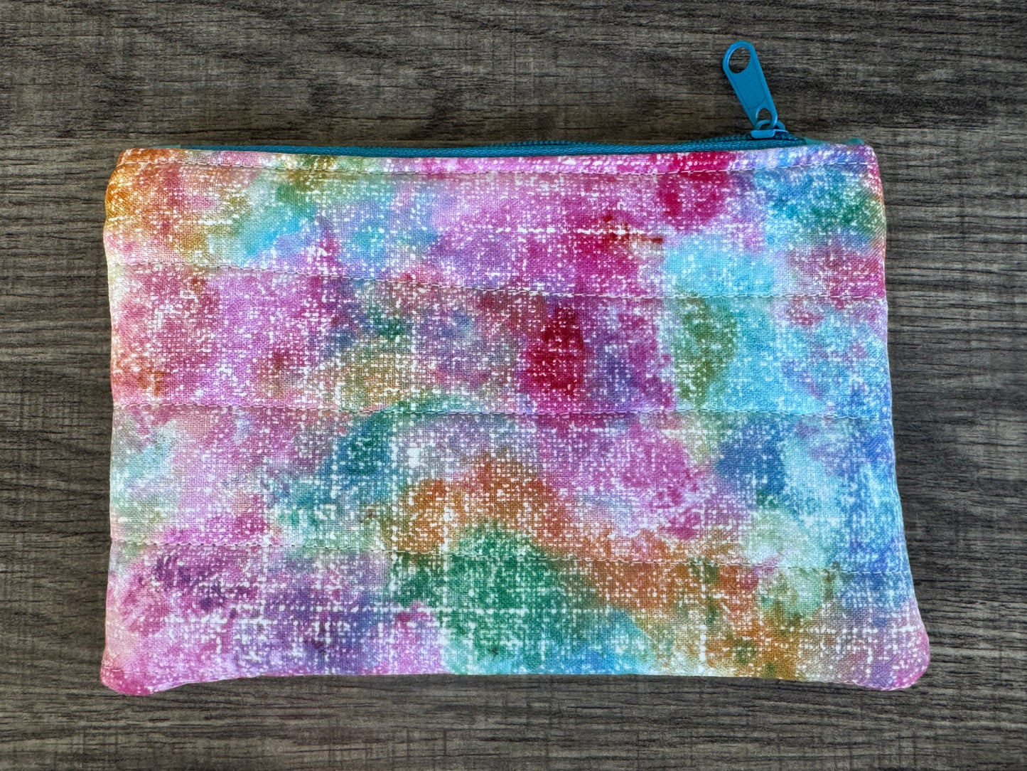 Pink Abstract ~ Quilted Zipper Wallet | Padded 100% Cotton Coin Purse | 6.5" x 4" Handmade Zipper Pouch