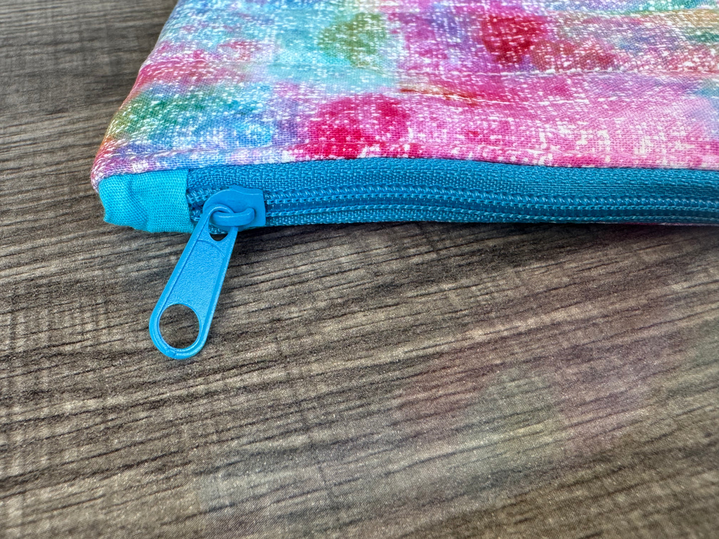 Pink Abstract ~ Quilted Zipper Wallet | Padded 100% Cotton Coin Purse | 6.5" x 4" Handmade Zipper Pouch