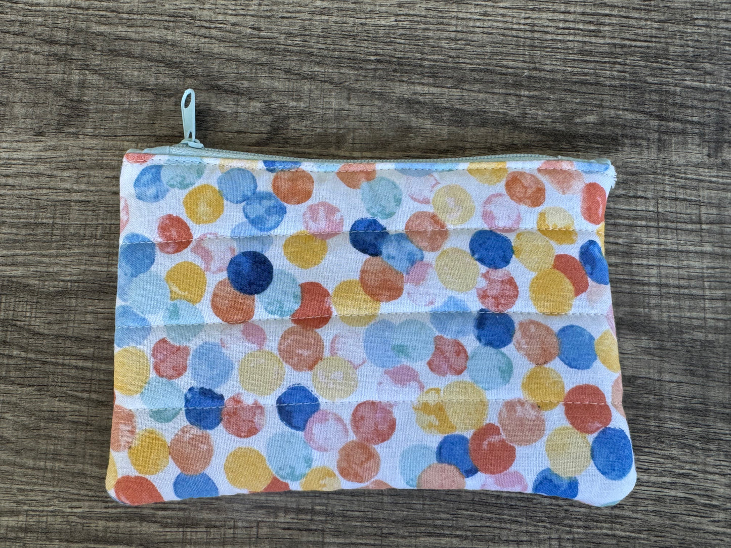 Polka Dot ~ Quilted Zipper Wallet | Padded 100% Cotton Coin Purse | 6.5" x 4" Handmade Zipper Pouch