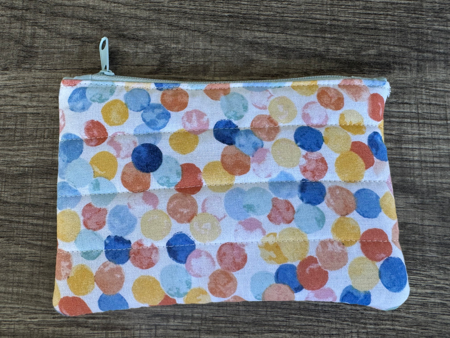 Polka Dot ~ Quilted Zipper Wallet | Padded 100% Cotton Coin Purse | 6.5" x 4" Handmade Zipper Pouch