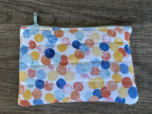 Polka Dot ~ Quilted Zipper Wallet | Padded 100% Cotton Coin Purse | 6.5" x 4" Handmade Zipper Pouch