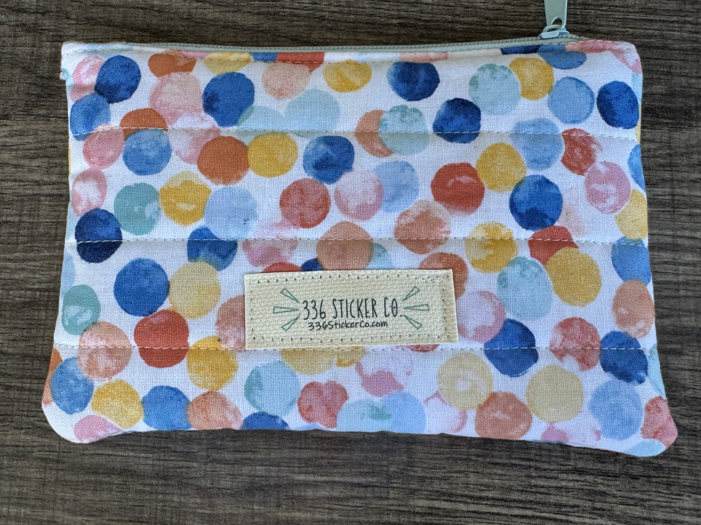 Polka Dot ~ Quilted Zipper Wallet | Padded 100% Cotton Coin Purse | 6.5" x 4" Handmade Zipper Pouch